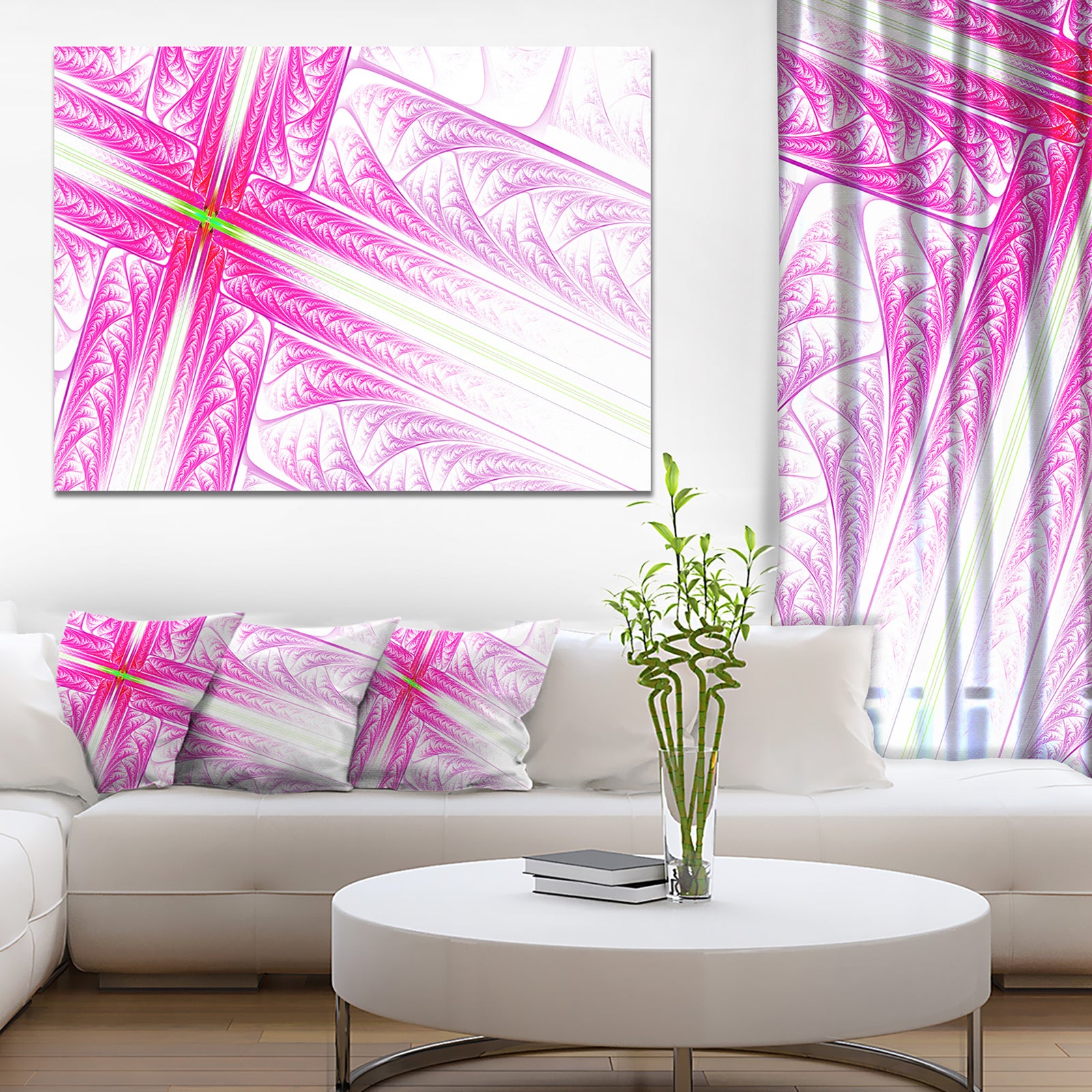 Pink Fractal Cross Design - Large Glossy Canvas Art Print
