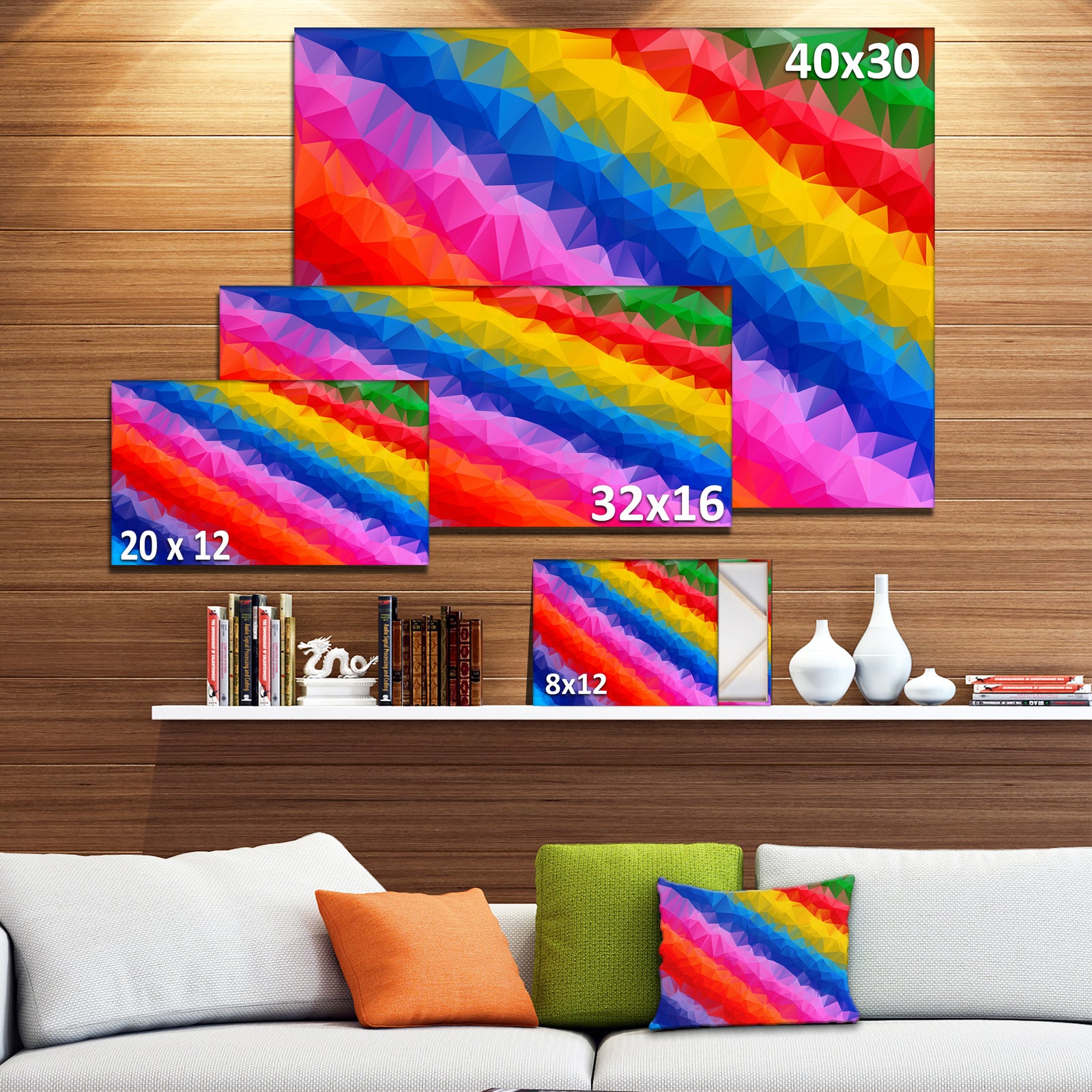 Multi-Color Polygonal Pencils - Large Glossy Canvas Art Print