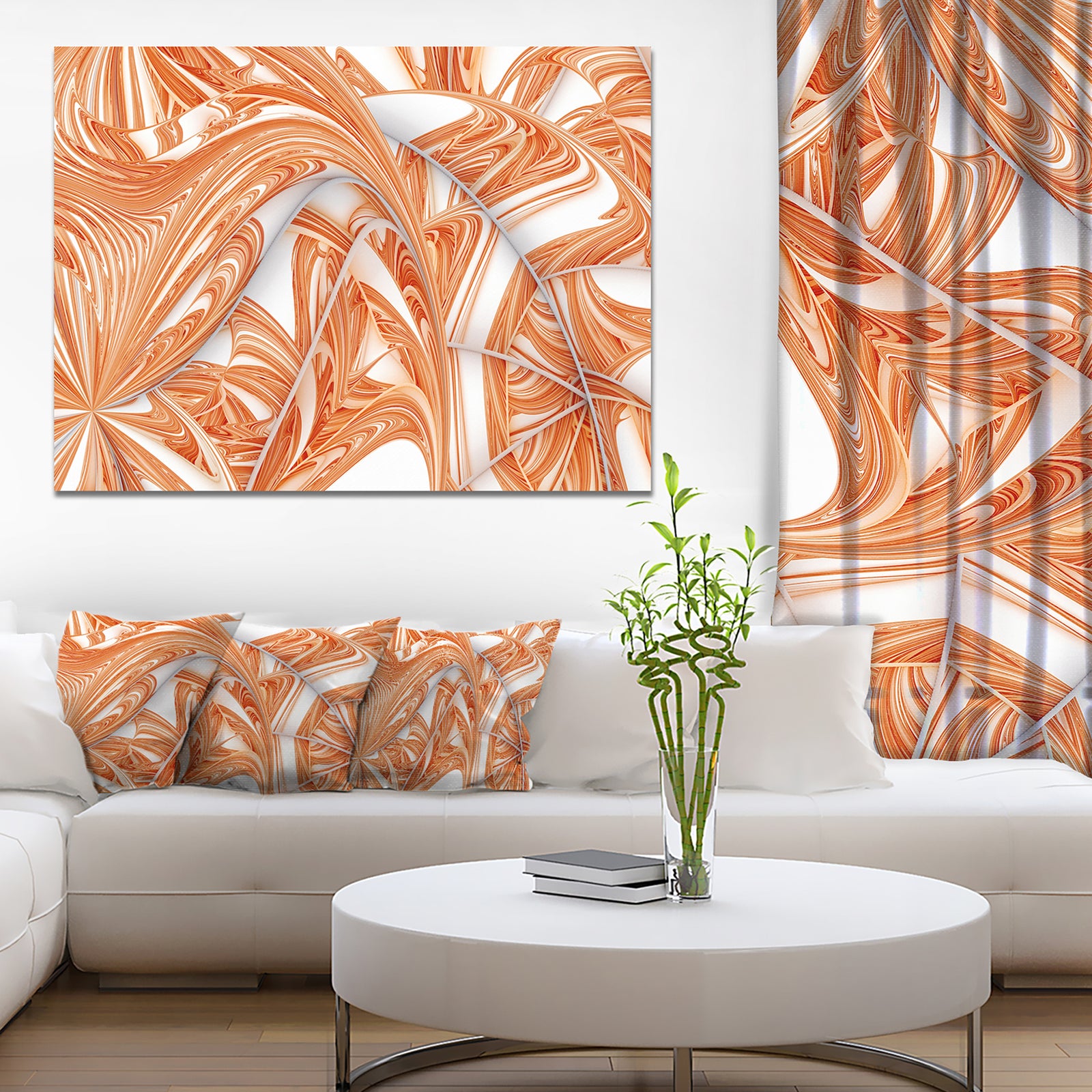 Brown Winter Fractal Pattern'Large Abstract Canvas Art Print
