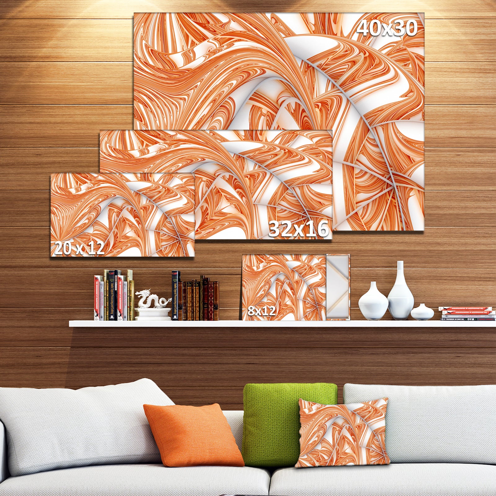 Brown Winter Fractal Pattern'Large Abstract Canvas Art Print