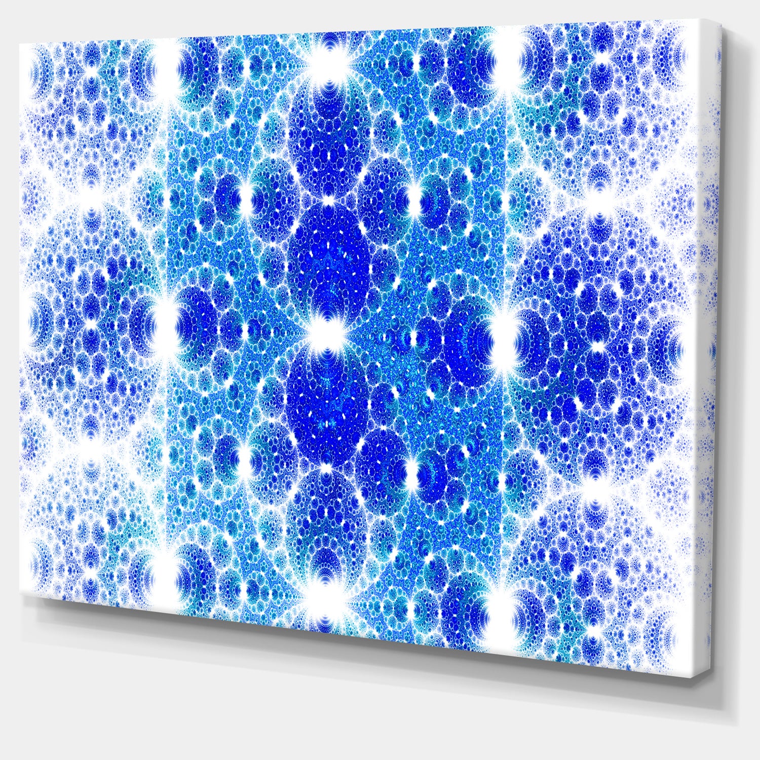 Exotic Blue Fractal Crescent Pattern'Large Abstract Canvas Art Print