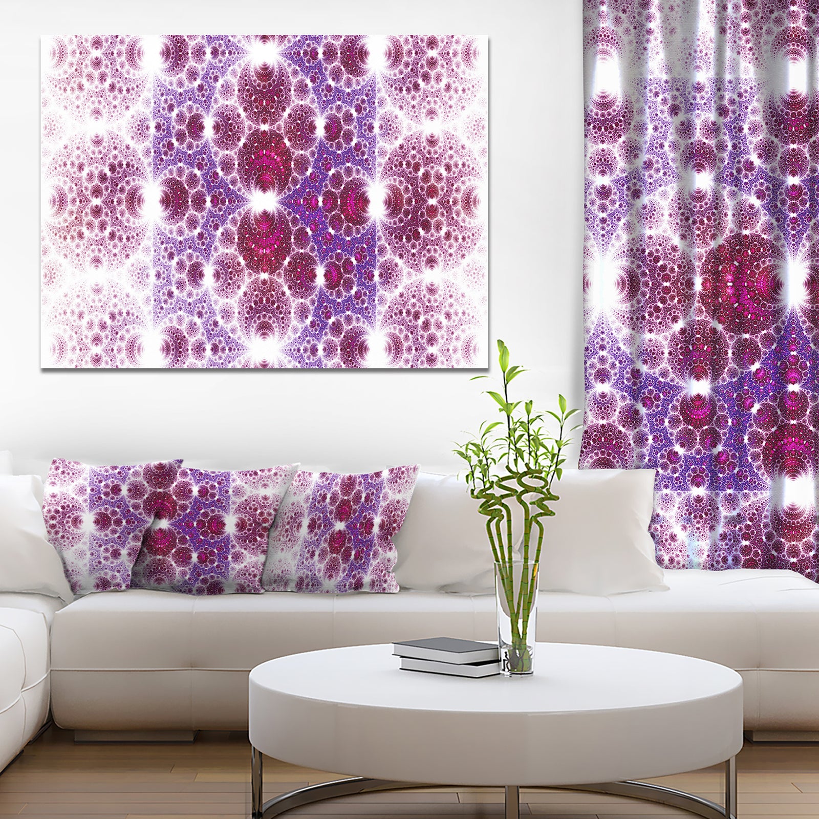 Exotic Pink Fractal Crescent Pattern'Large Abstract Canvas Art Print