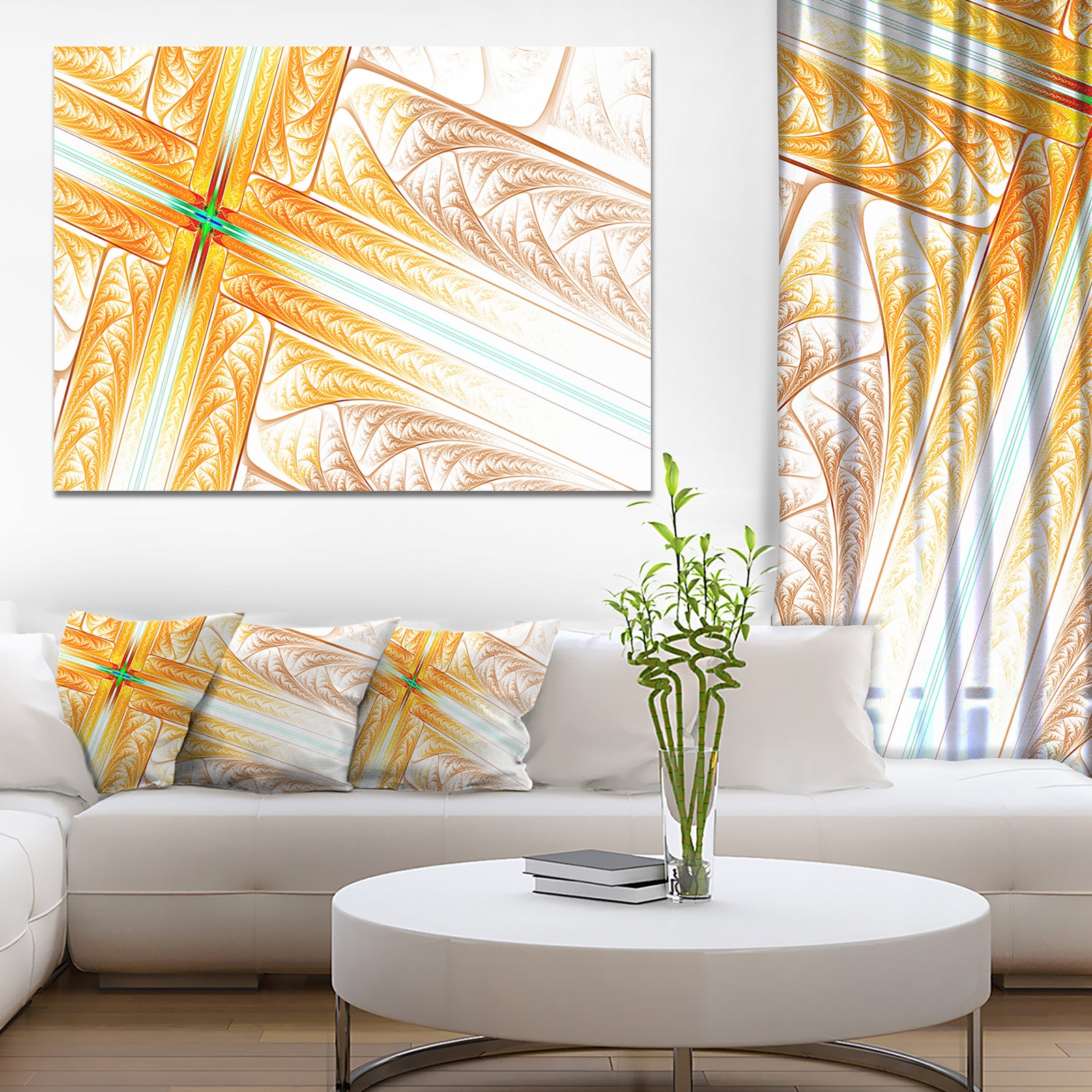 Brown Fractal Cross Design'Large Abstract Canvas Art Print