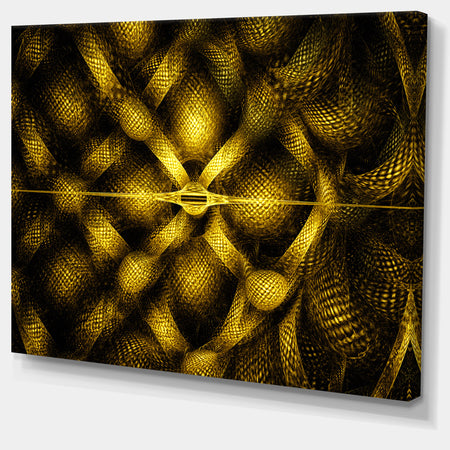Golden Fractal Watercolor Pattern'Large Abstract Canvas Art Print