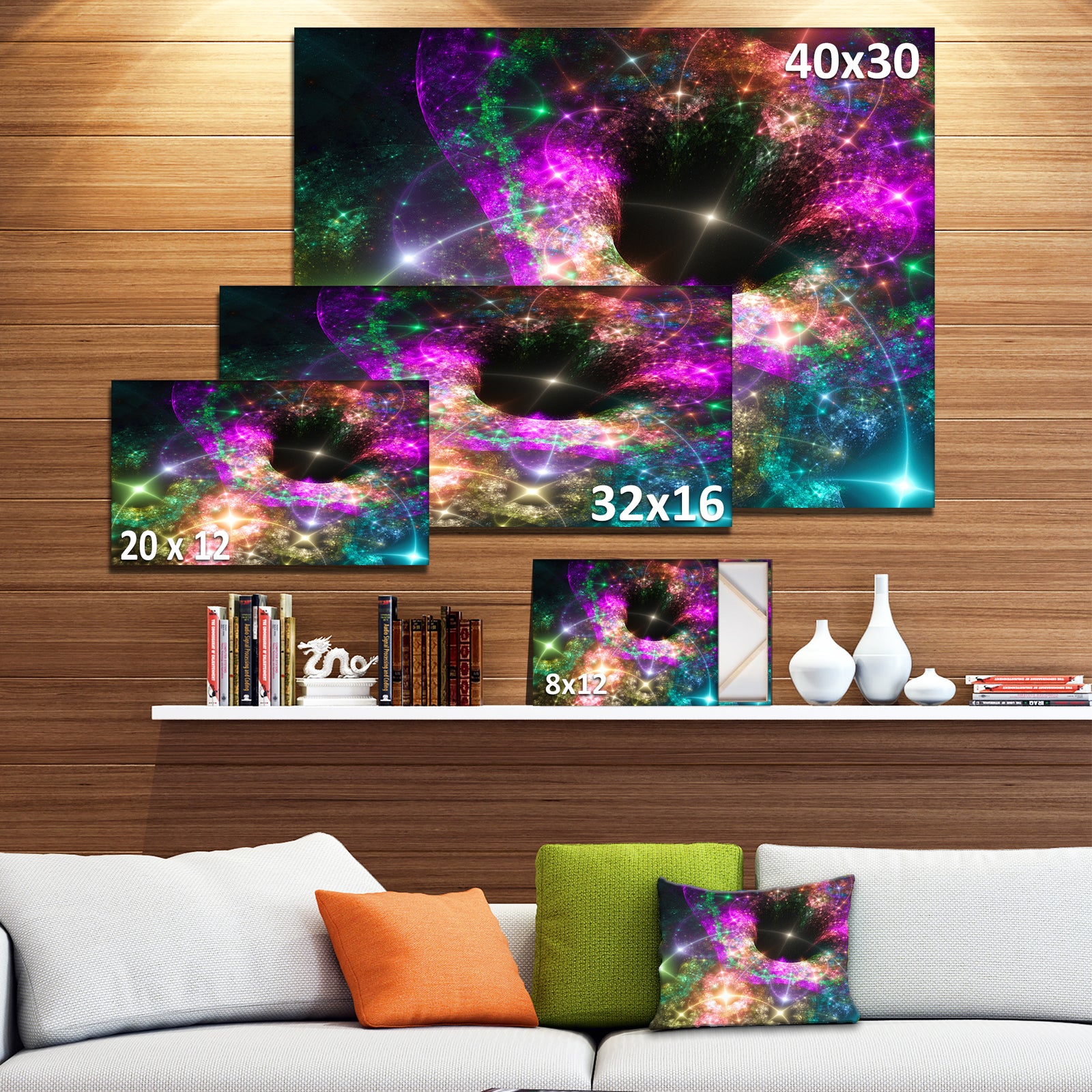 Pink Cosmic Black Hole'Large Abstract Canvas Art Print
