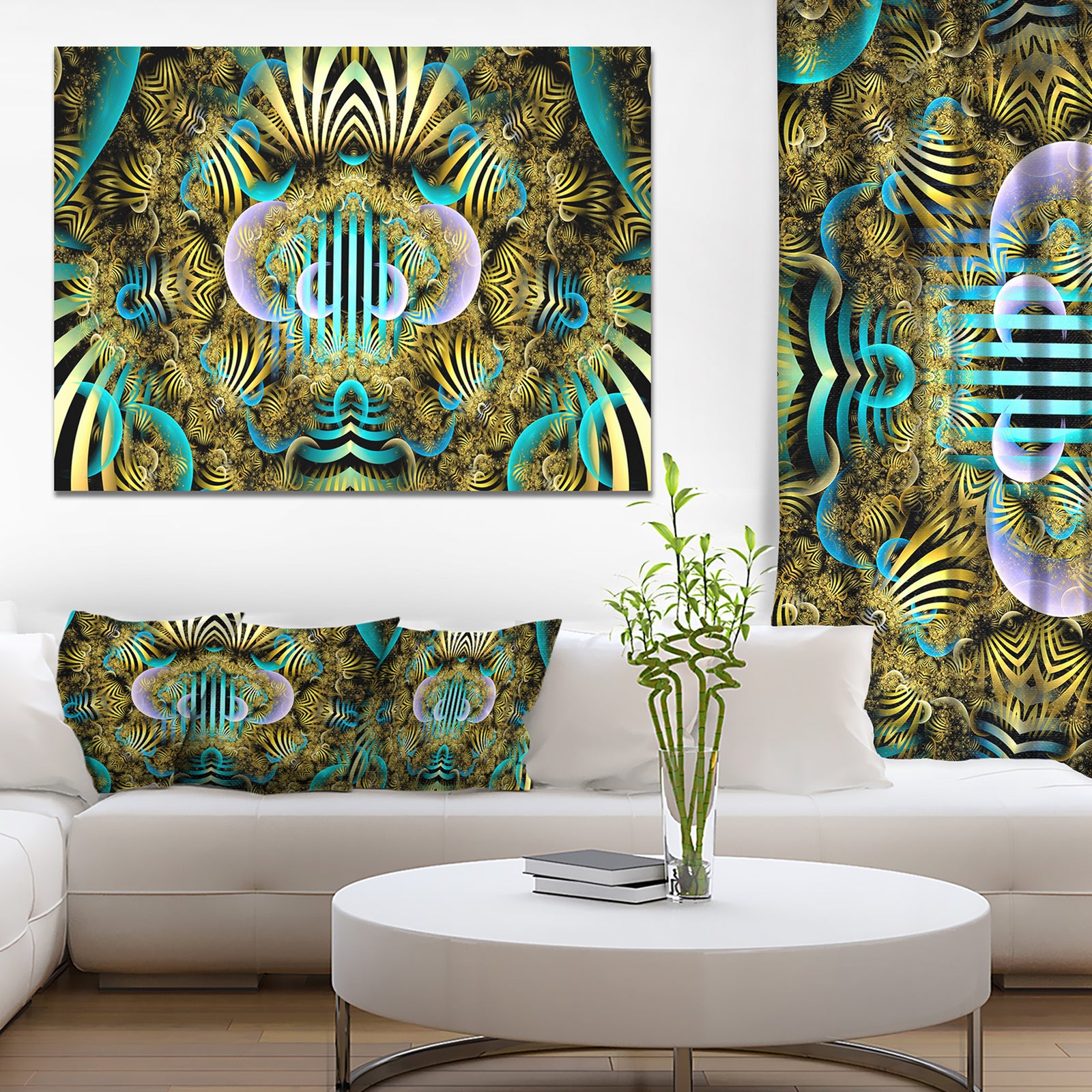 Magical Fairy Pattern Brown'Large Abstract Canvas Art Print