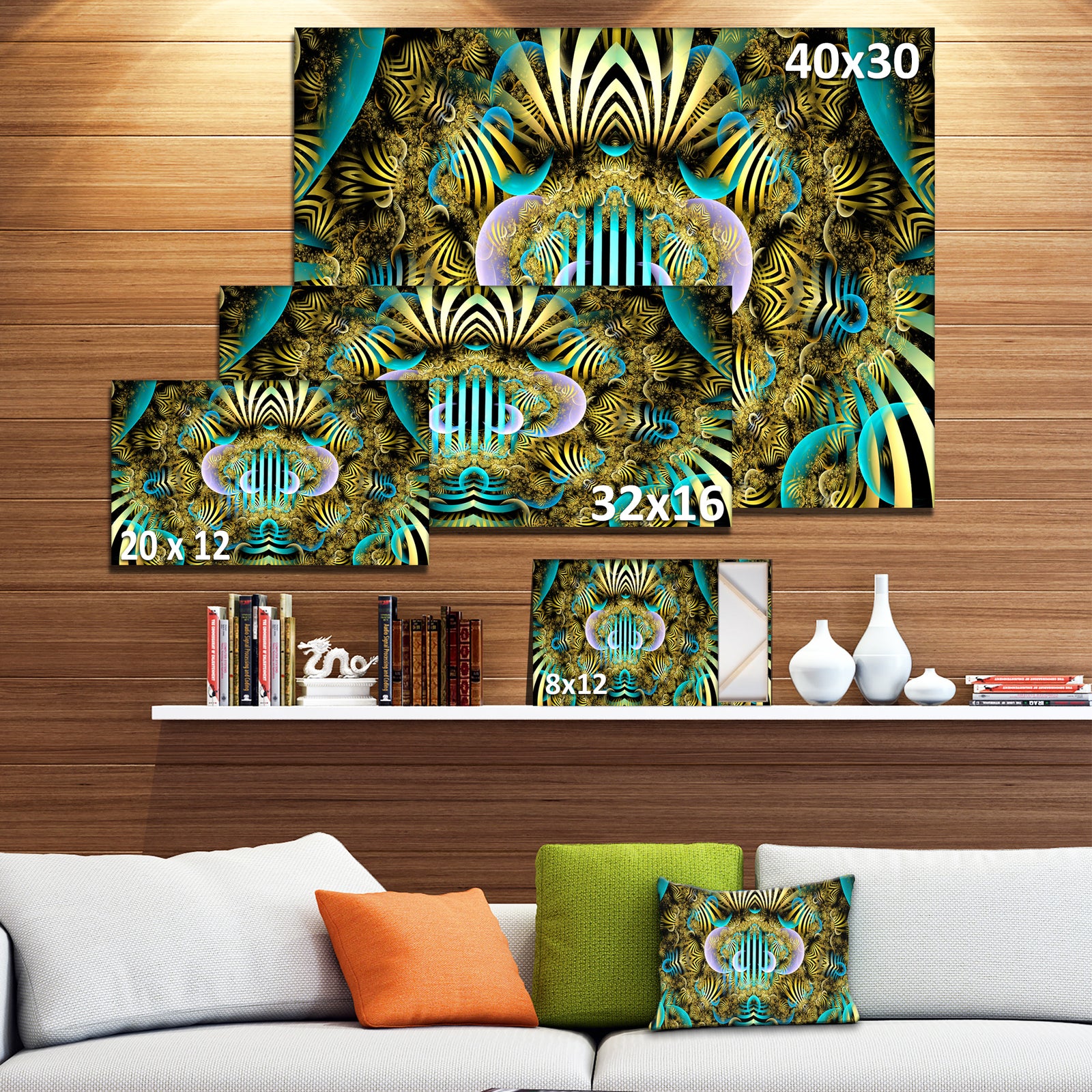 Magical Fairy Pattern Brown'Large Abstract Canvas Art Print