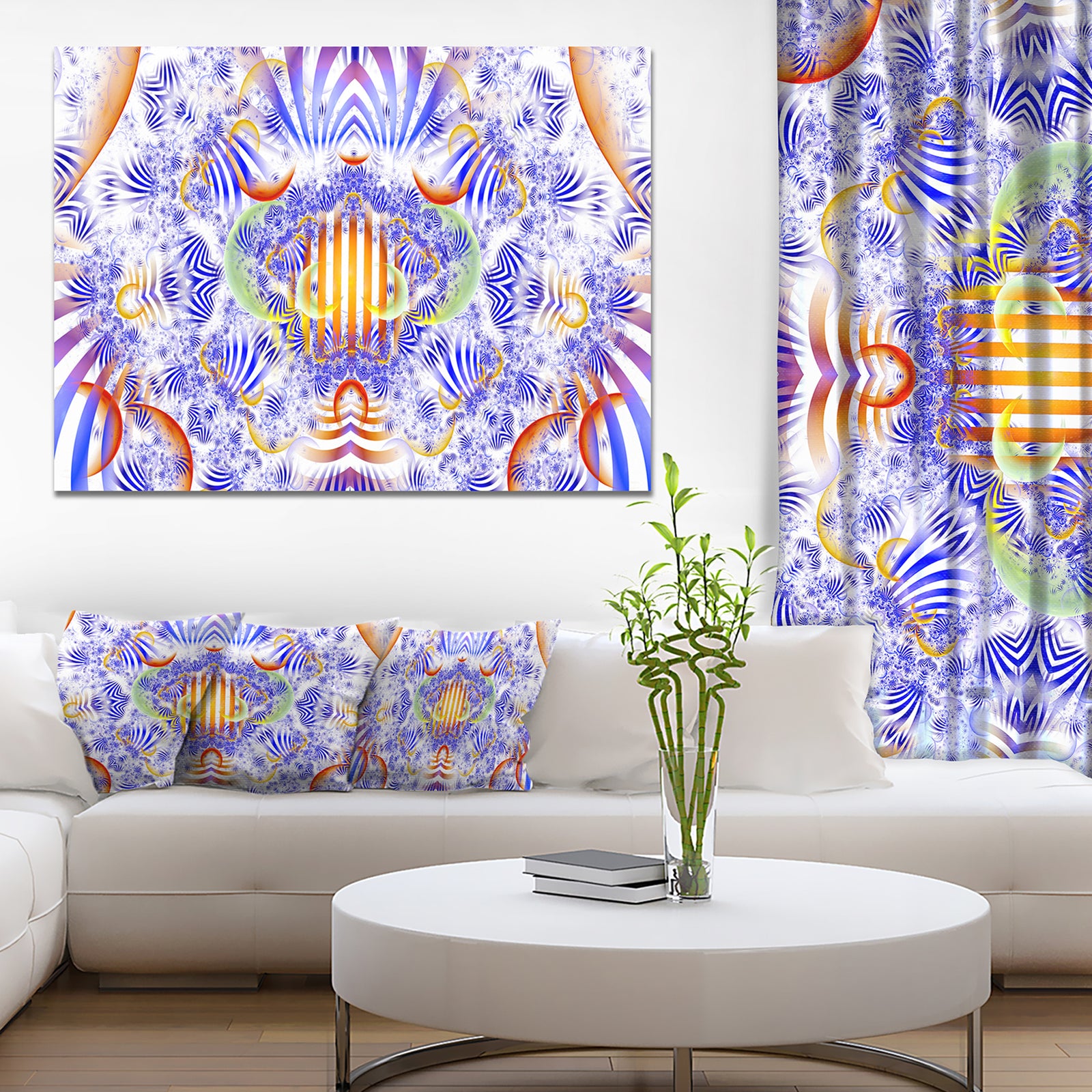 Magical Fairy Pattern Blue'Large Abstract Canvas Art Print
