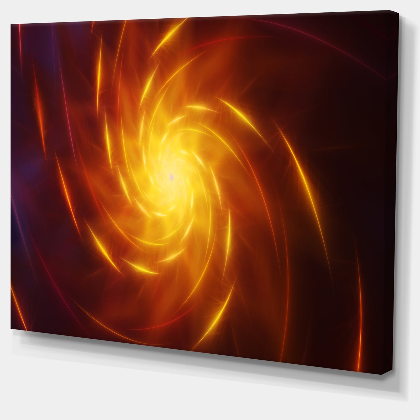 Yellow Whirlpool Fractal Spirals'Large Abstract Canvas Art Print