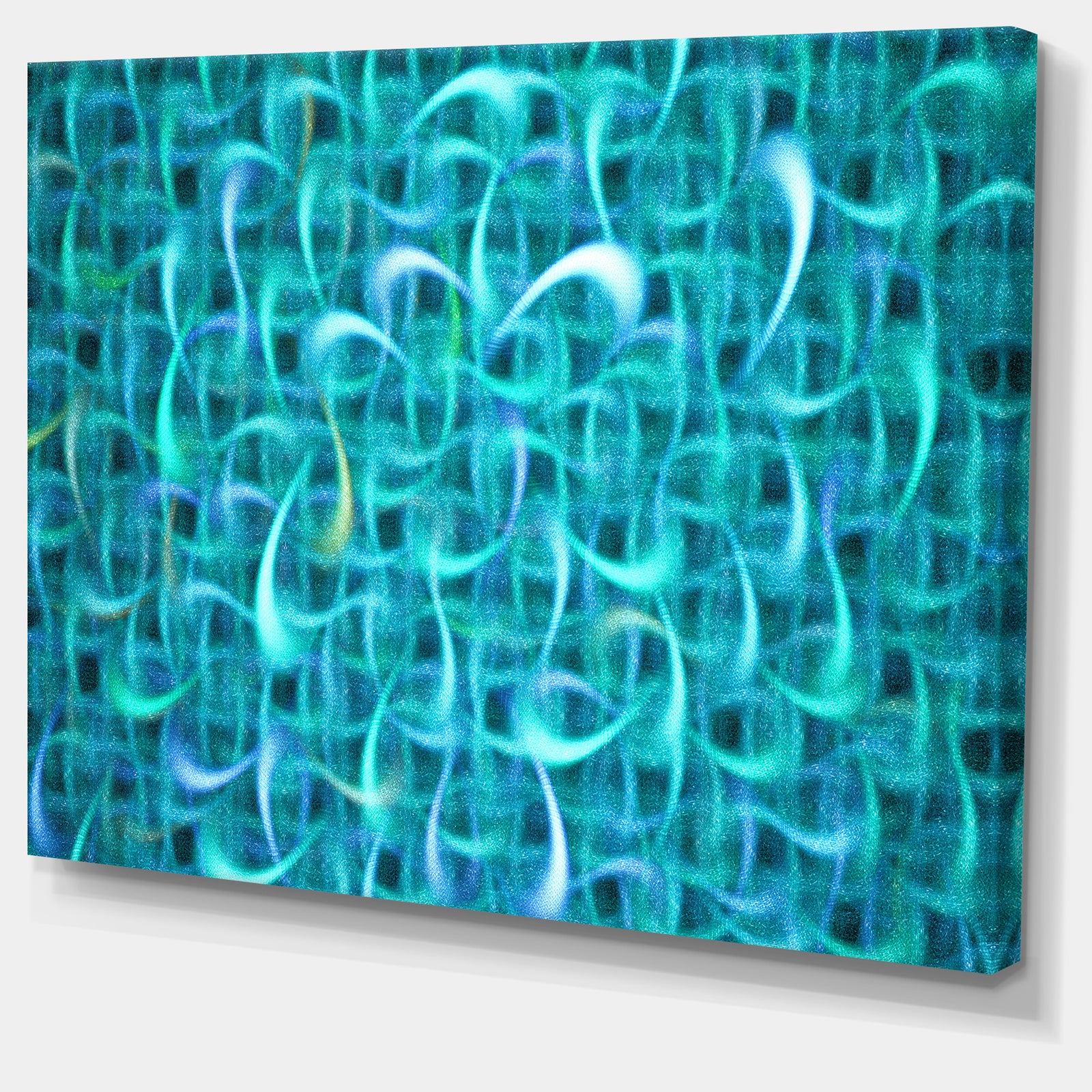 Turquoise Watercolor Fractal Pattern'Large Abstract Canvas Art Print