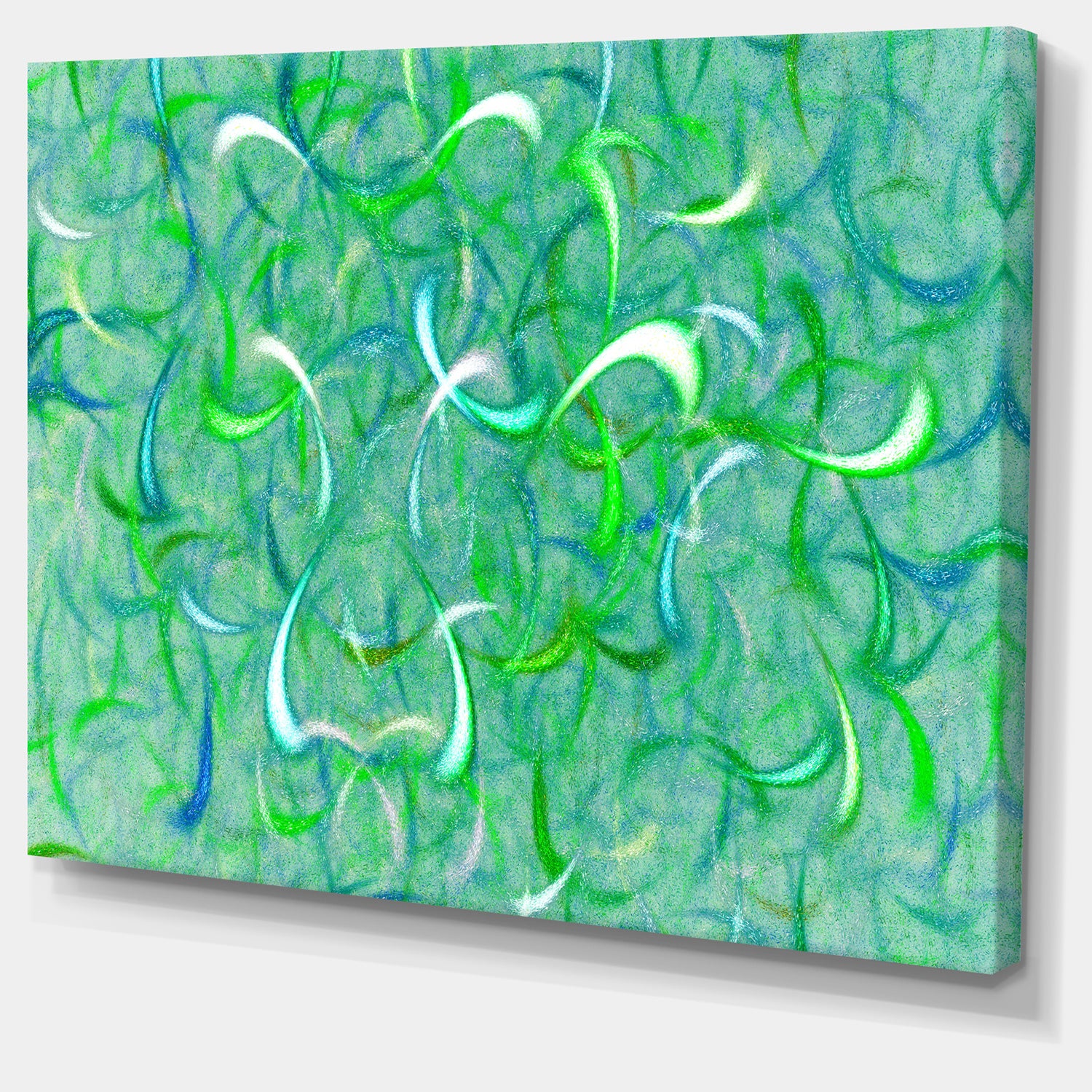 Green Watercolor Fractal Pattern'Large Abstract Canvas Art Print