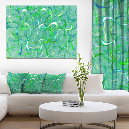 Green Watercolor Fractal Pattern'Large Abstract Canvas Art Print