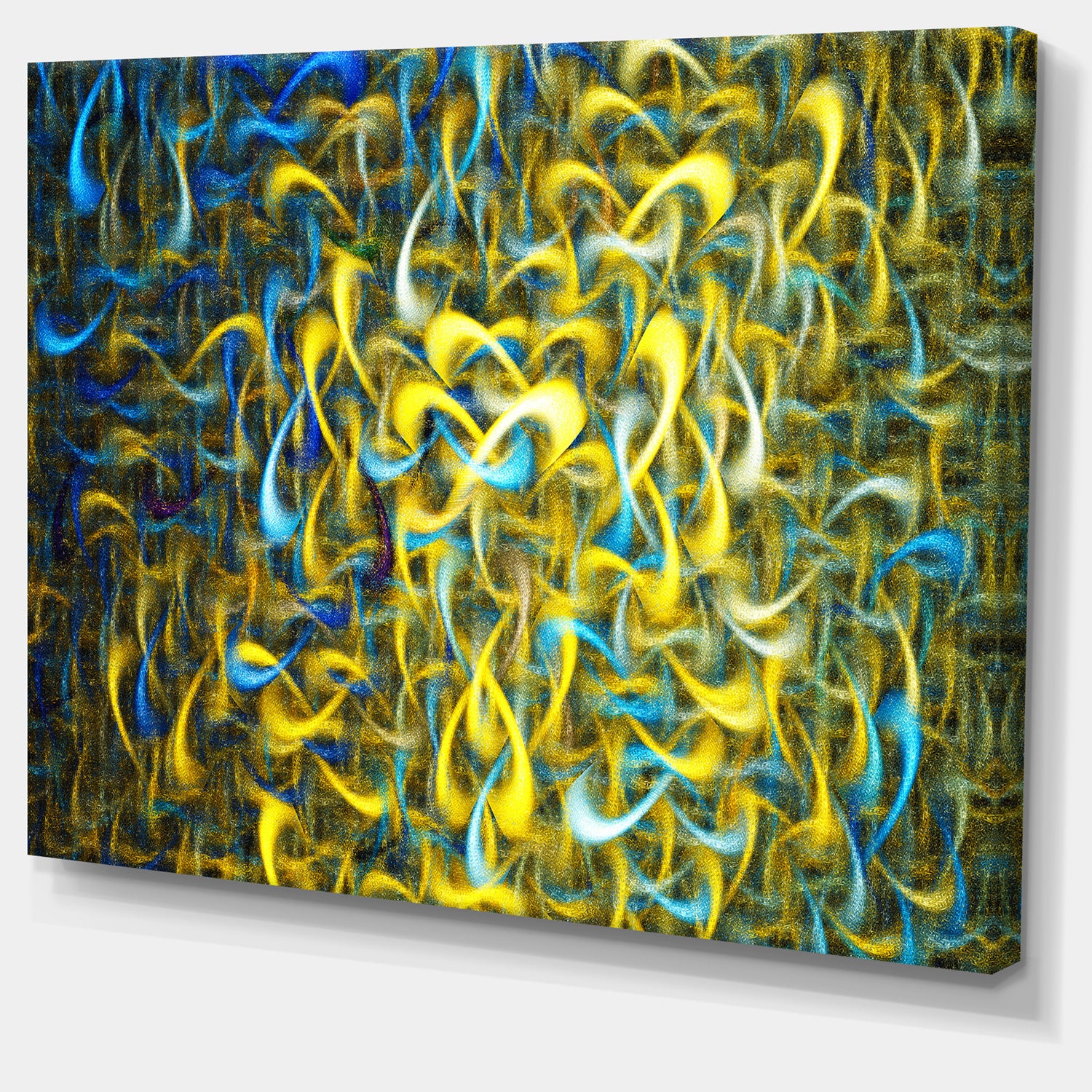 Golden Watercolor Fractal Pattern'Large Abstract Canvas Art Print