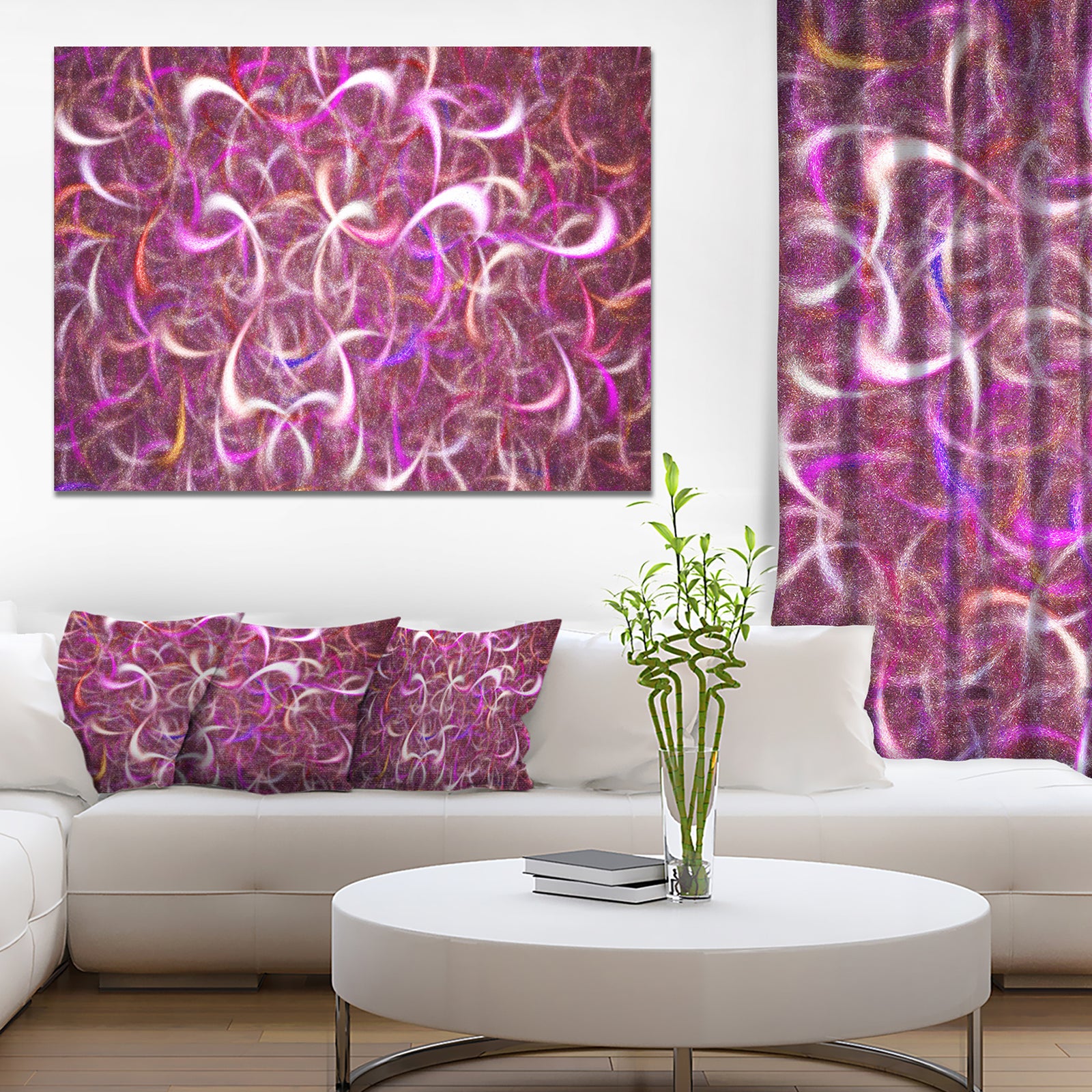 Pink Watercolor Fractal Pattern'Large Abstract Canvas Art Print