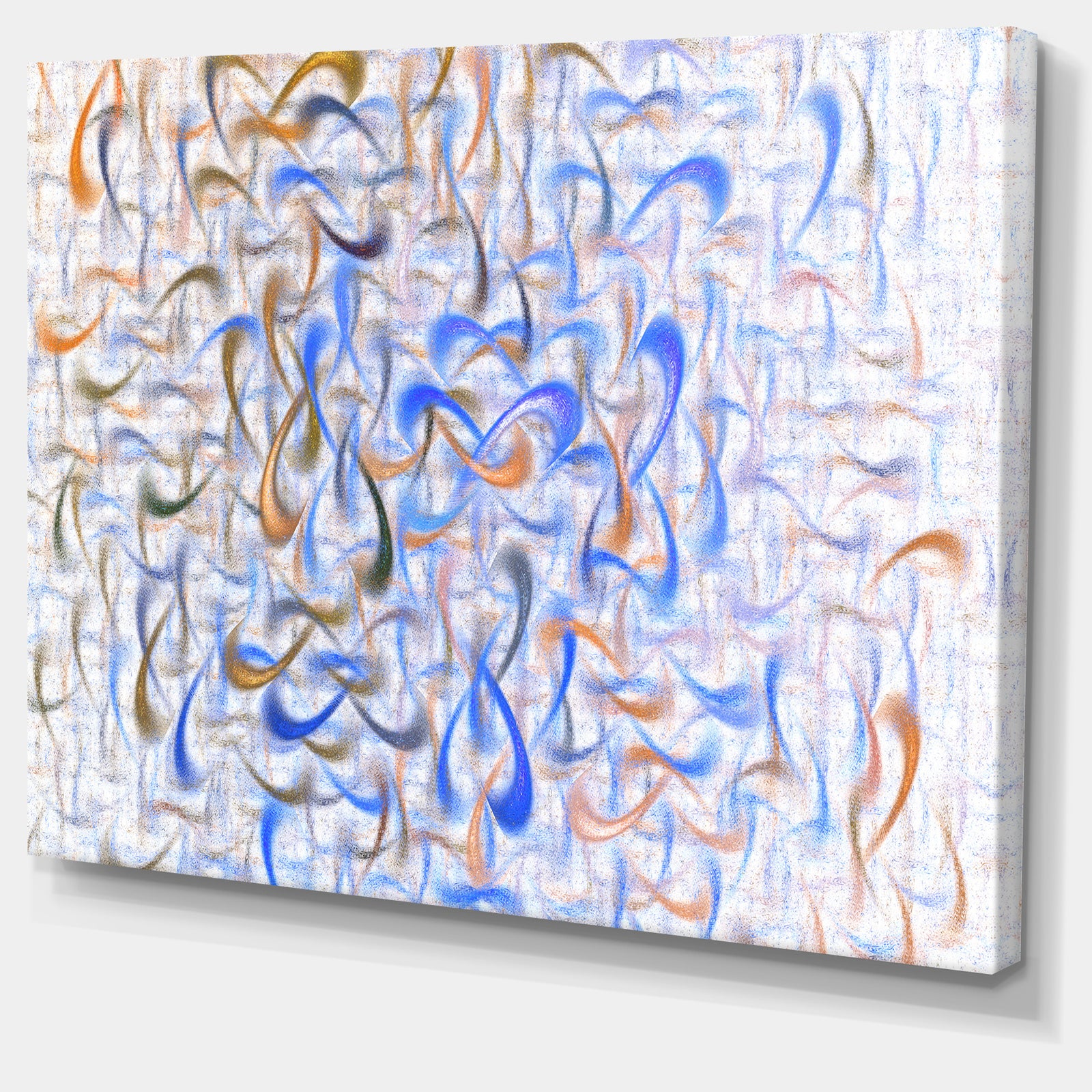 Light Blue Watercolor Fractal Art'Large Abstract Canvas Art Print