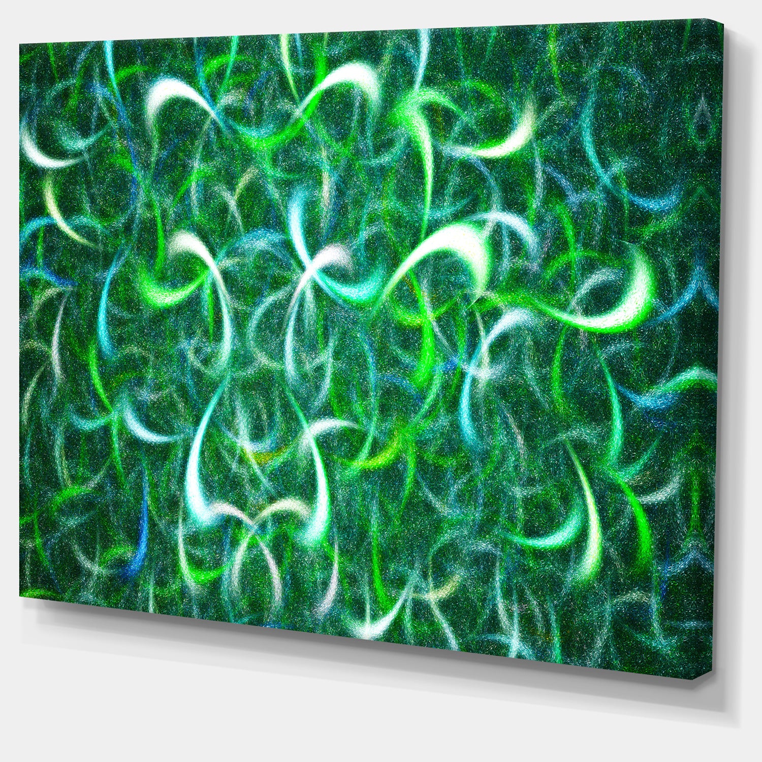 Dark Green Watercolor Fractal Art'Large Abstract Canvas Art Print