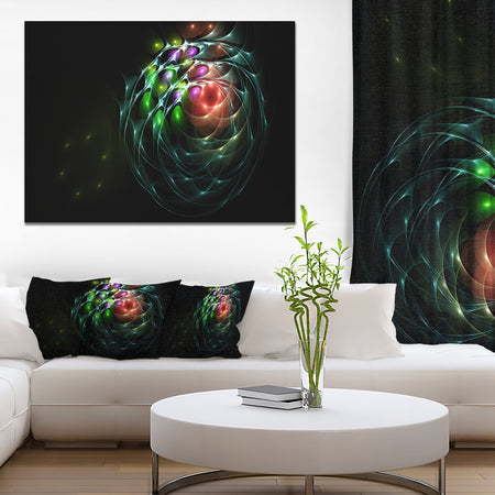 Green 3D Surreal Fractal Design'Large Abstract Canvas Art Print