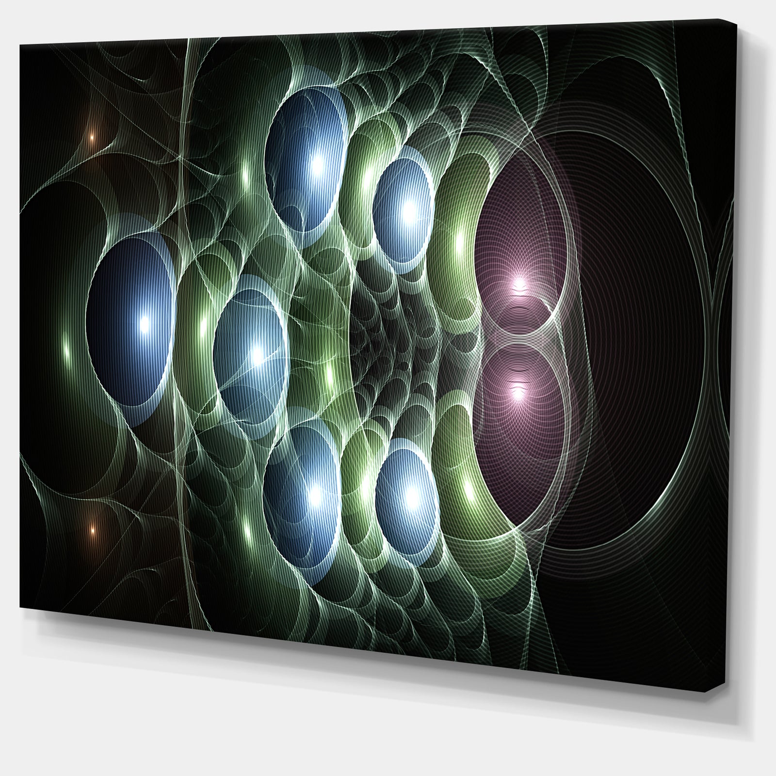 Light Blue 3D Surreal Circles'Large Abstract Canvas Art Print