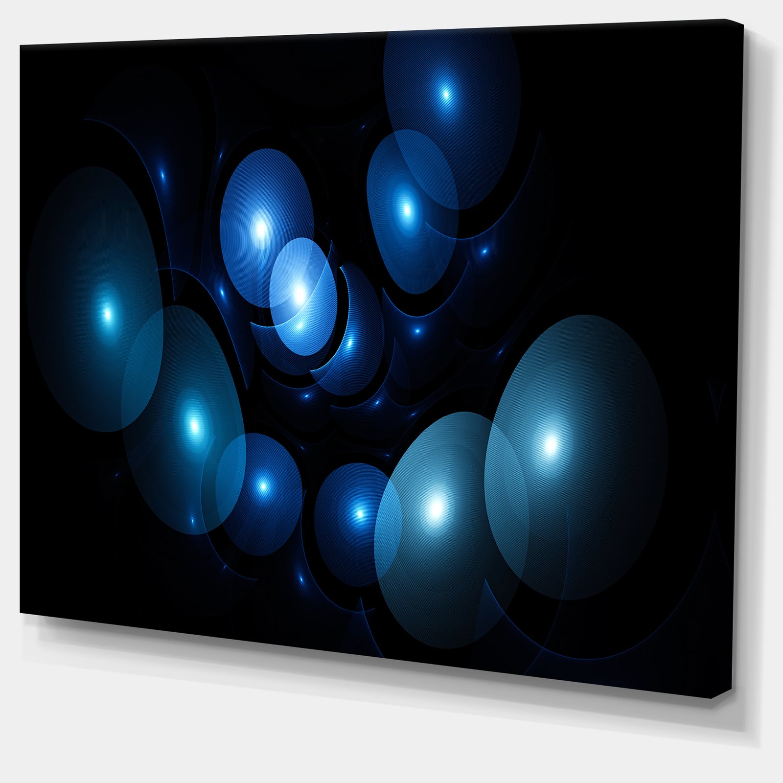 Bright Blue 3D Surreal Circles'Large Abstract Canvas Art Print