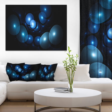 Bright Blue 3D Surreal Circles'Large Abstract Canvas Art Print