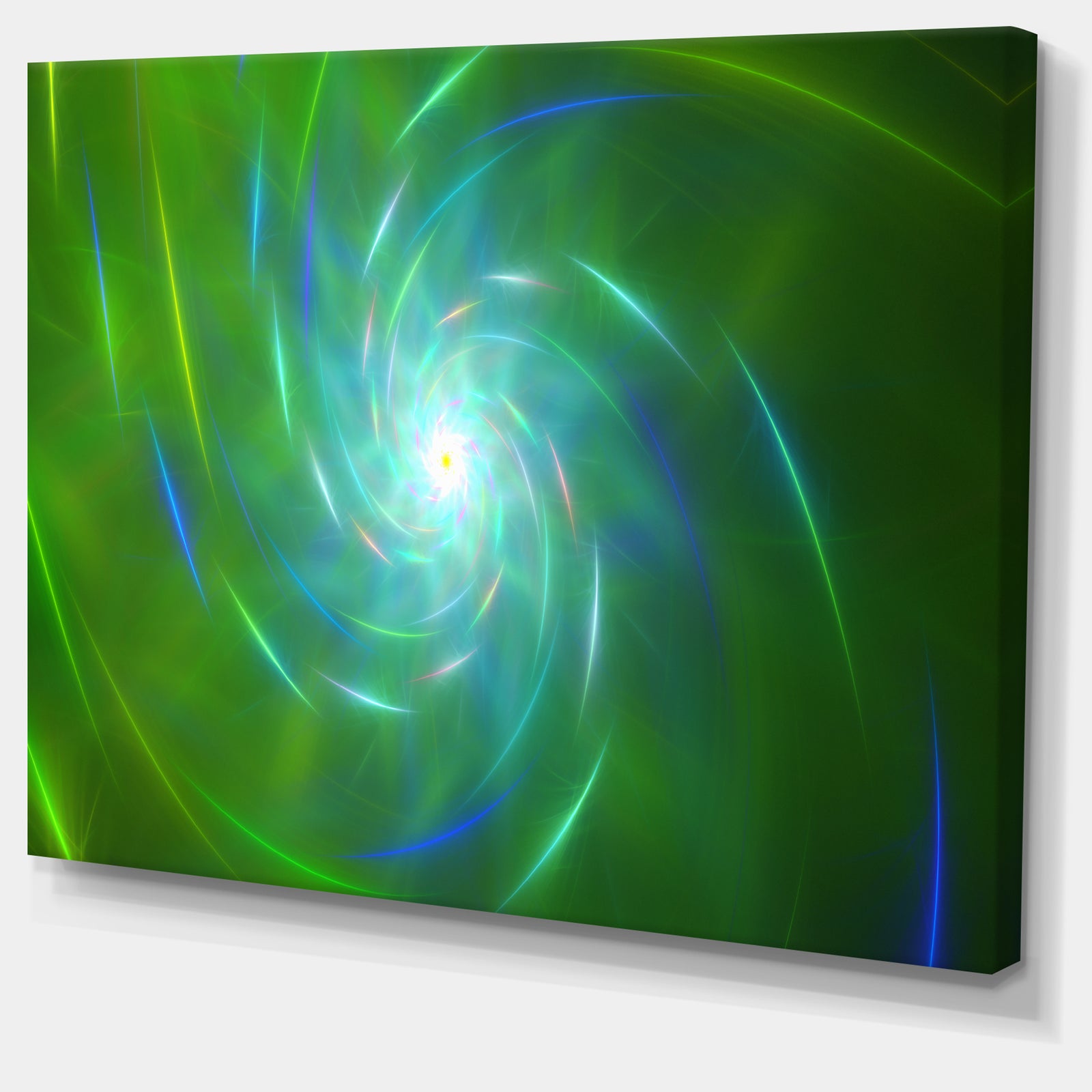 Green Fractal Whirlpool Design - Abstract Wall Art Canvas