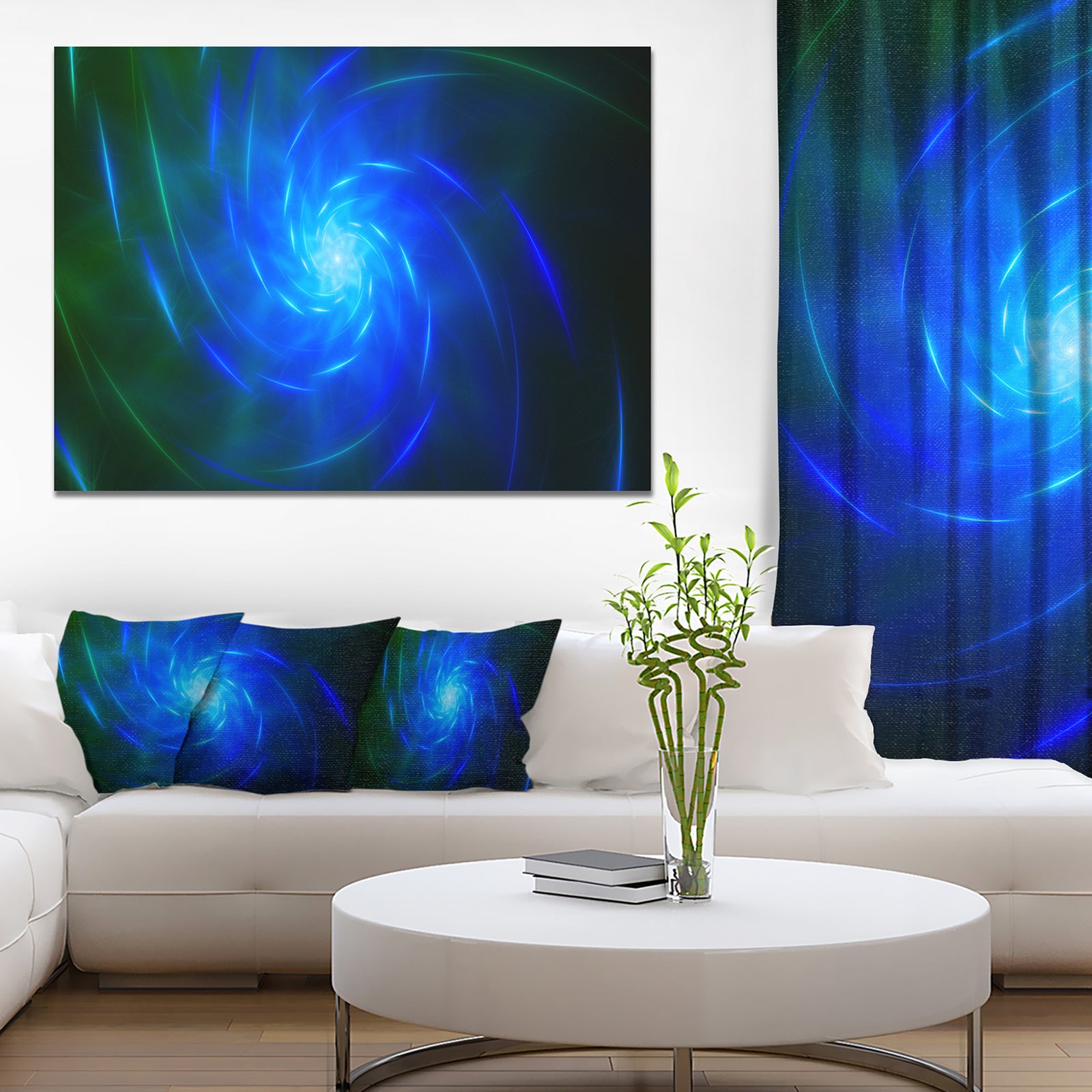 Blue Fractal Whirlpool Design - Abstract Wall Art Canvas