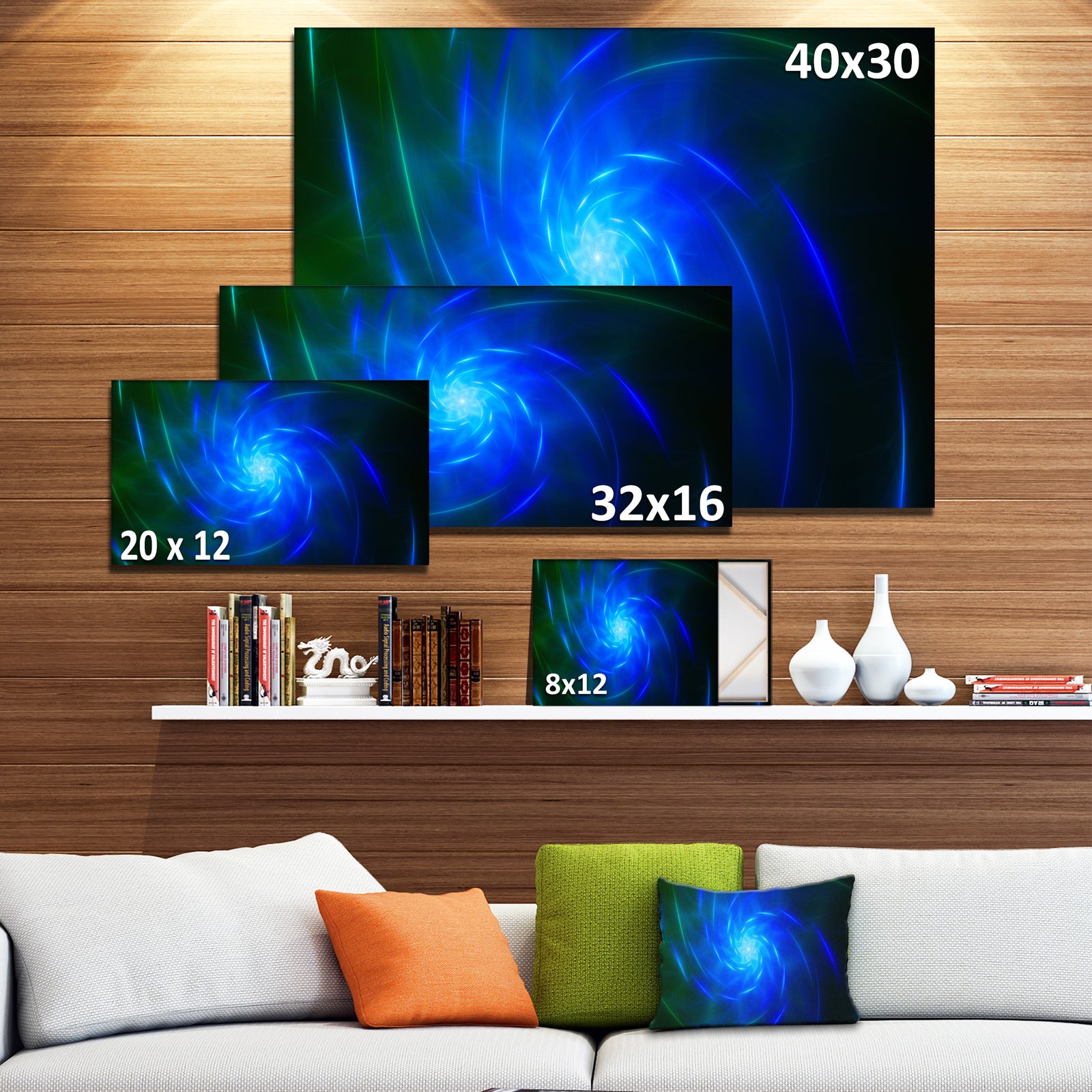 Blue Fractal Whirlpool Design - Abstract Wall Art Canvas