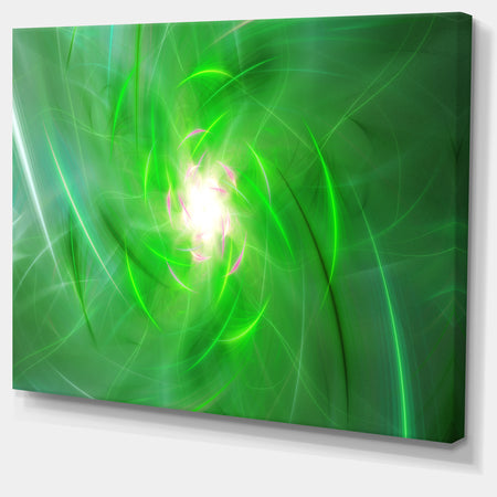 Light Green Fractal Whirlpool - Abstract Wall Art Canvas