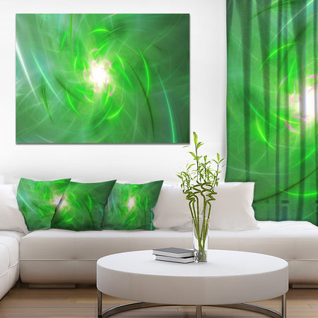 Light Green Fractal Whirlpool - Abstract Wall Art Canvas