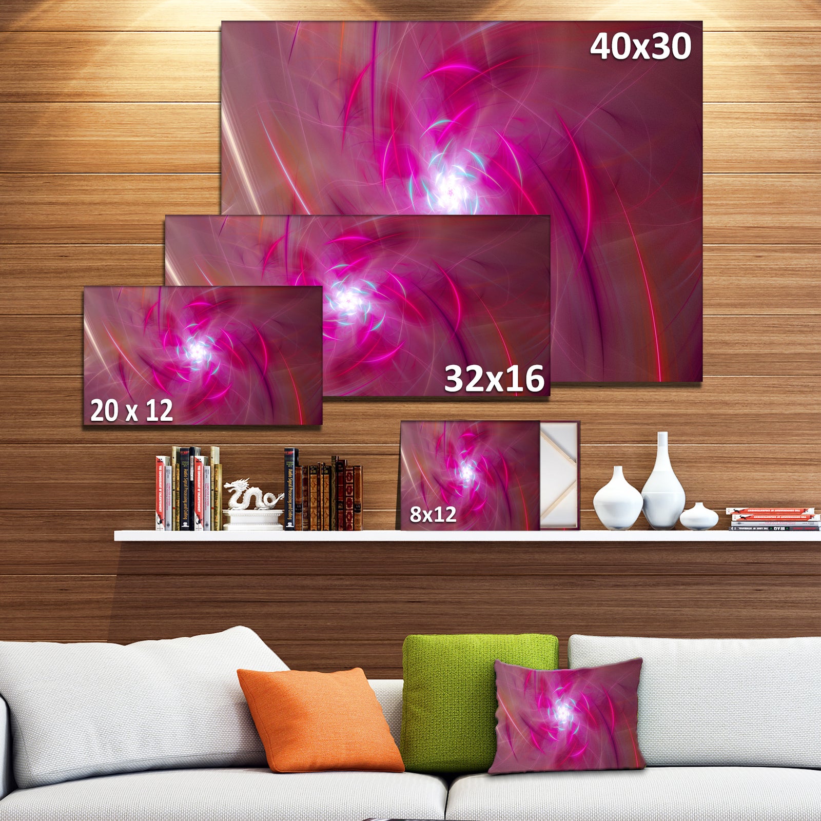 Pink Fractal Whirlpool Design - Abstract Wall Art Canvas