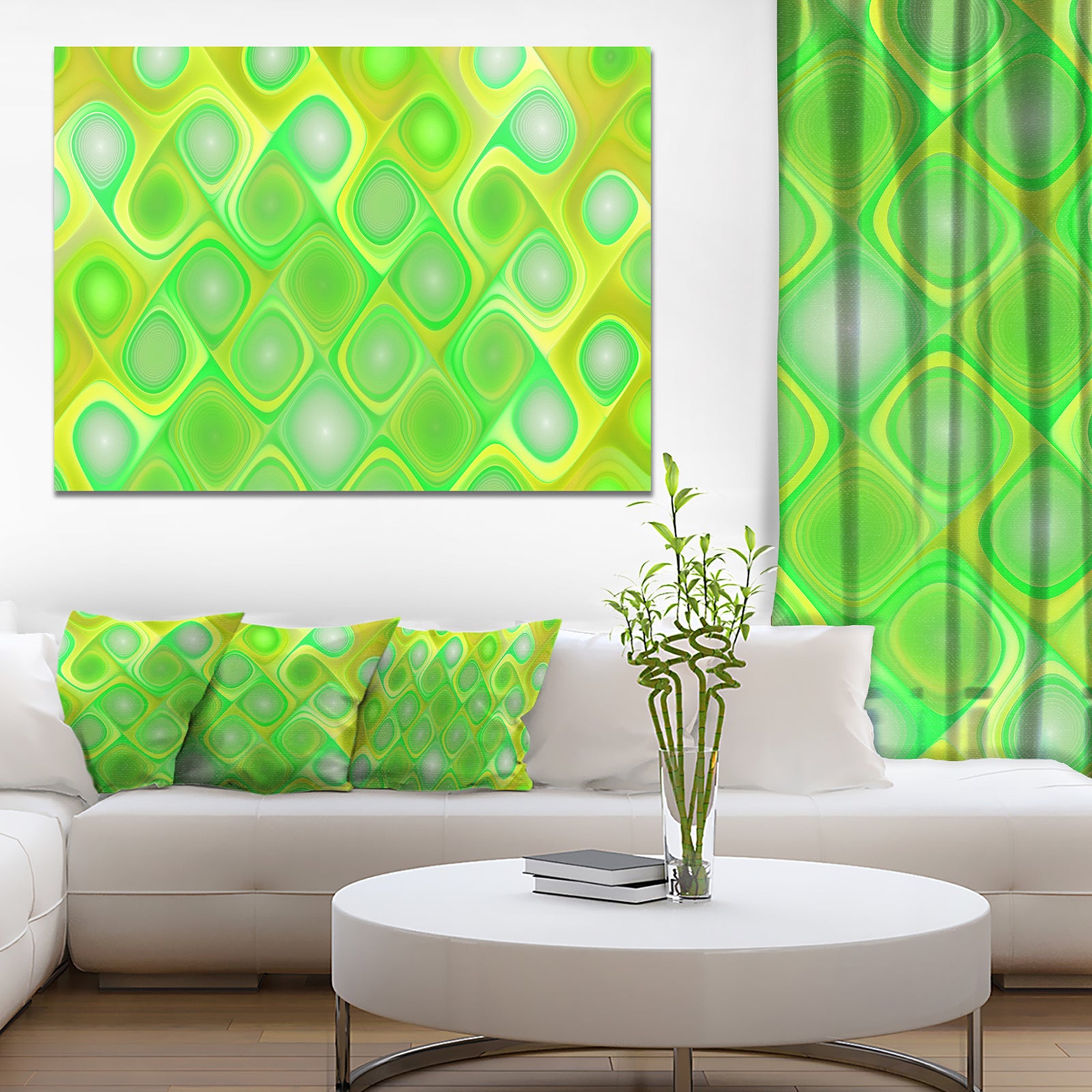 Green Fractal Pattern with Swirls - Abstract Wall Art Canvas