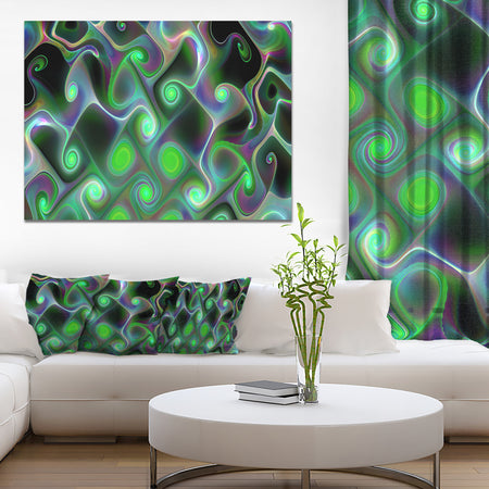 Dark Green Fractal Swirls - Abstract Wall Art Canvas