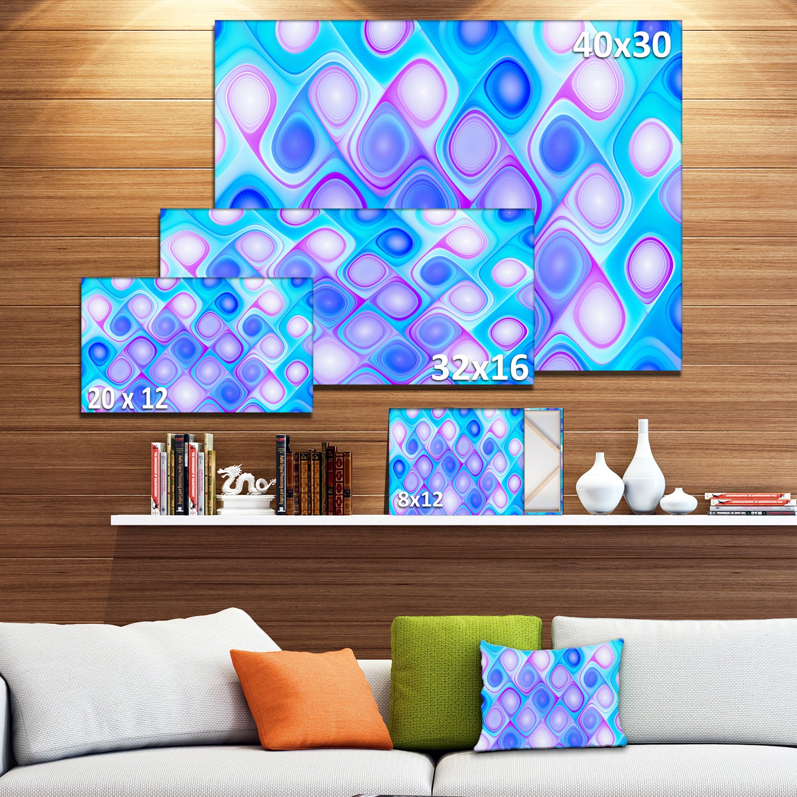 Dense Blue Pattern with Swirls - Abstract Wall Art Canvas