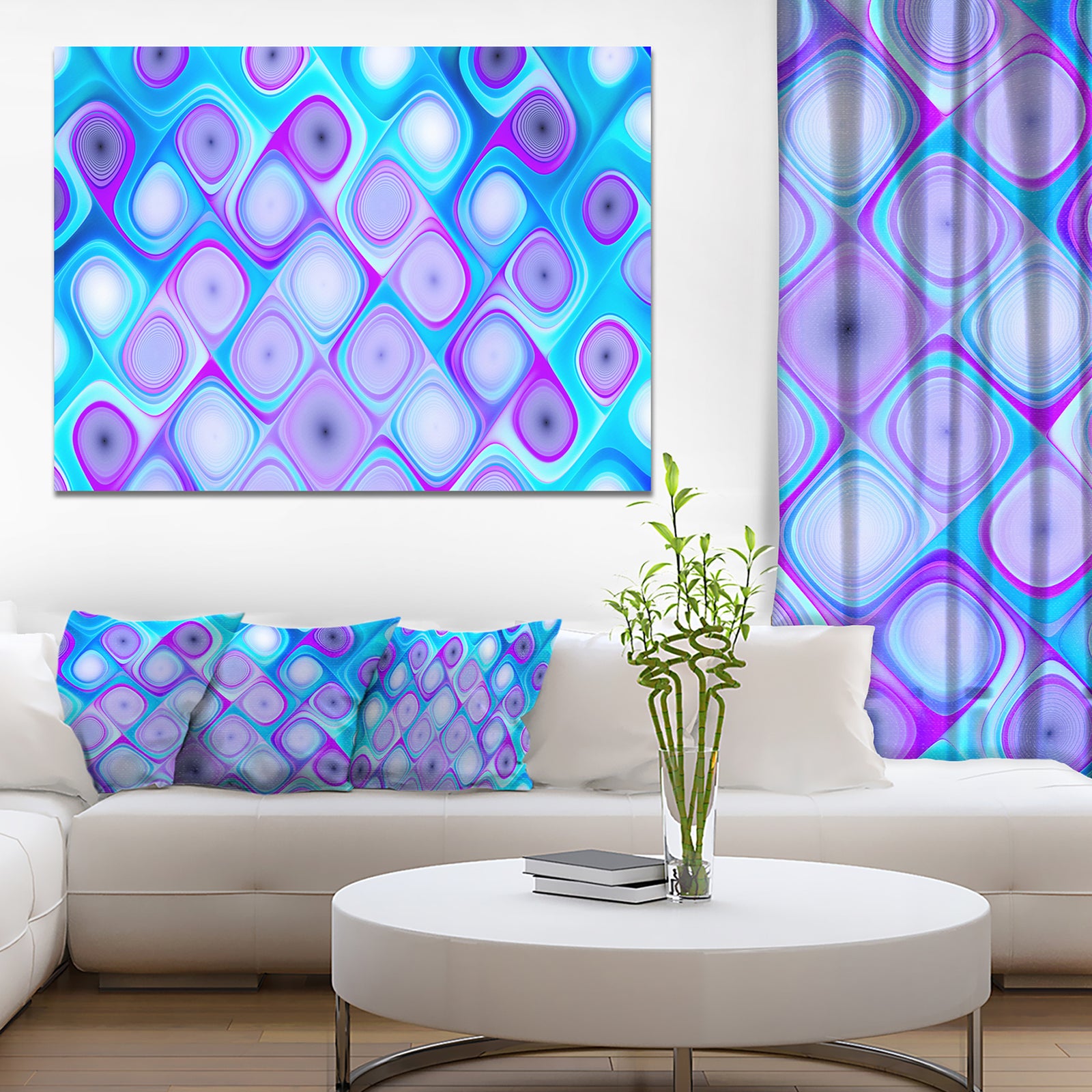 Blue Purple Pattern with Swirls - Abstract Wall Art Canvas