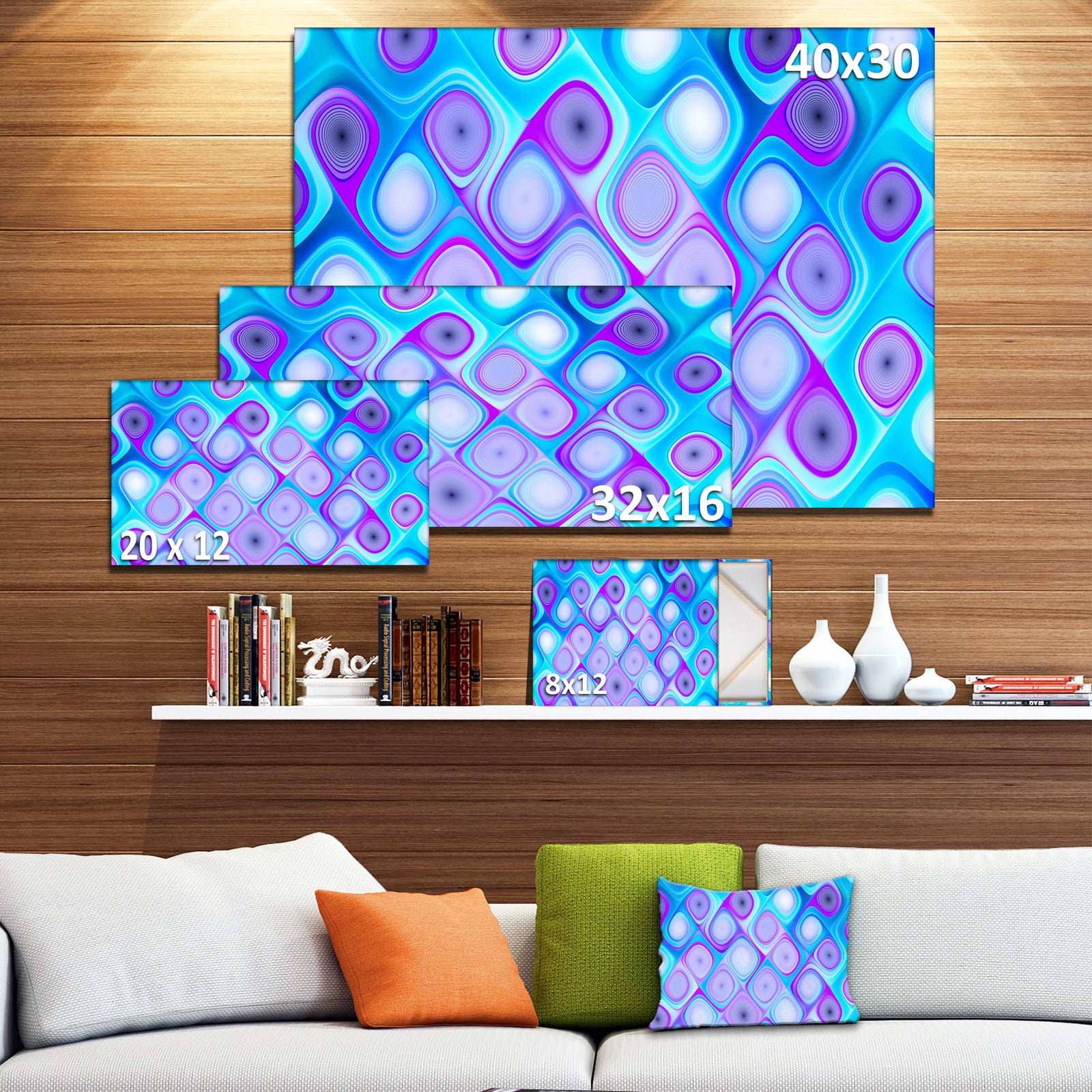 Blue Purple Pattern with Swirls - Abstract Wall Art Canvas