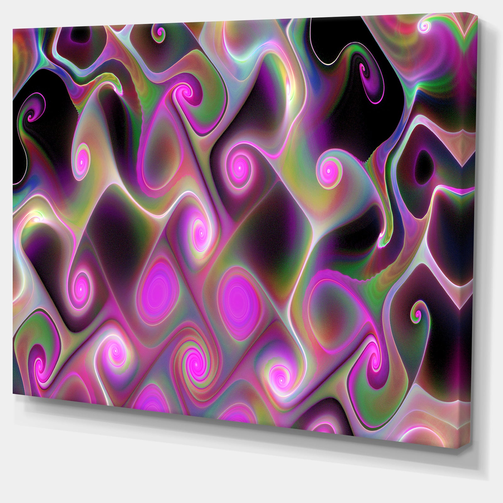 Pink Fractal Pattern with Swirls - Abstract Wall Art Canvas