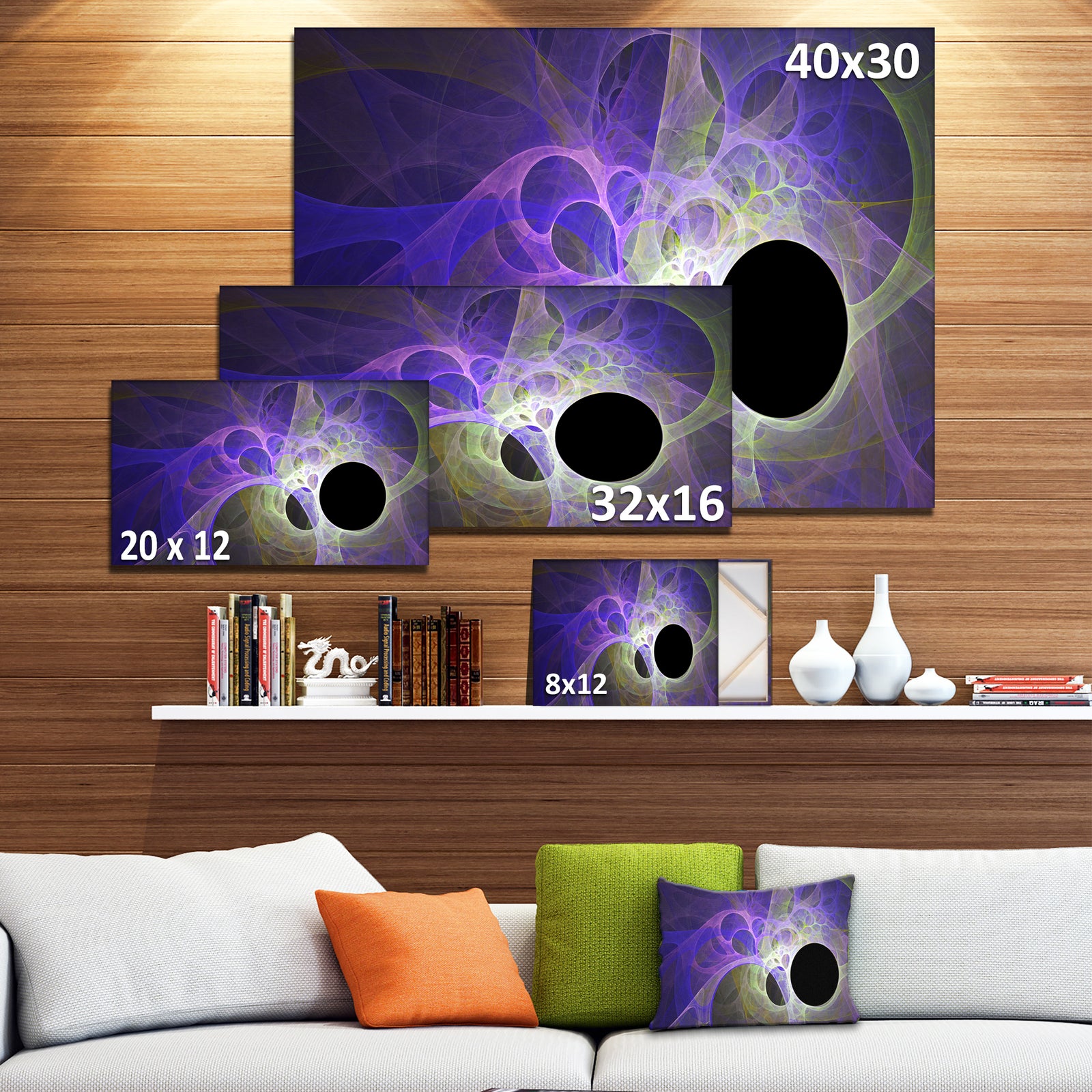 Blue Fractal Angel Wings - Abstract Wall Art Canvas