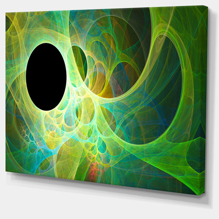 Green Fractal Angel Wings - Abstract Wall Art Canvas