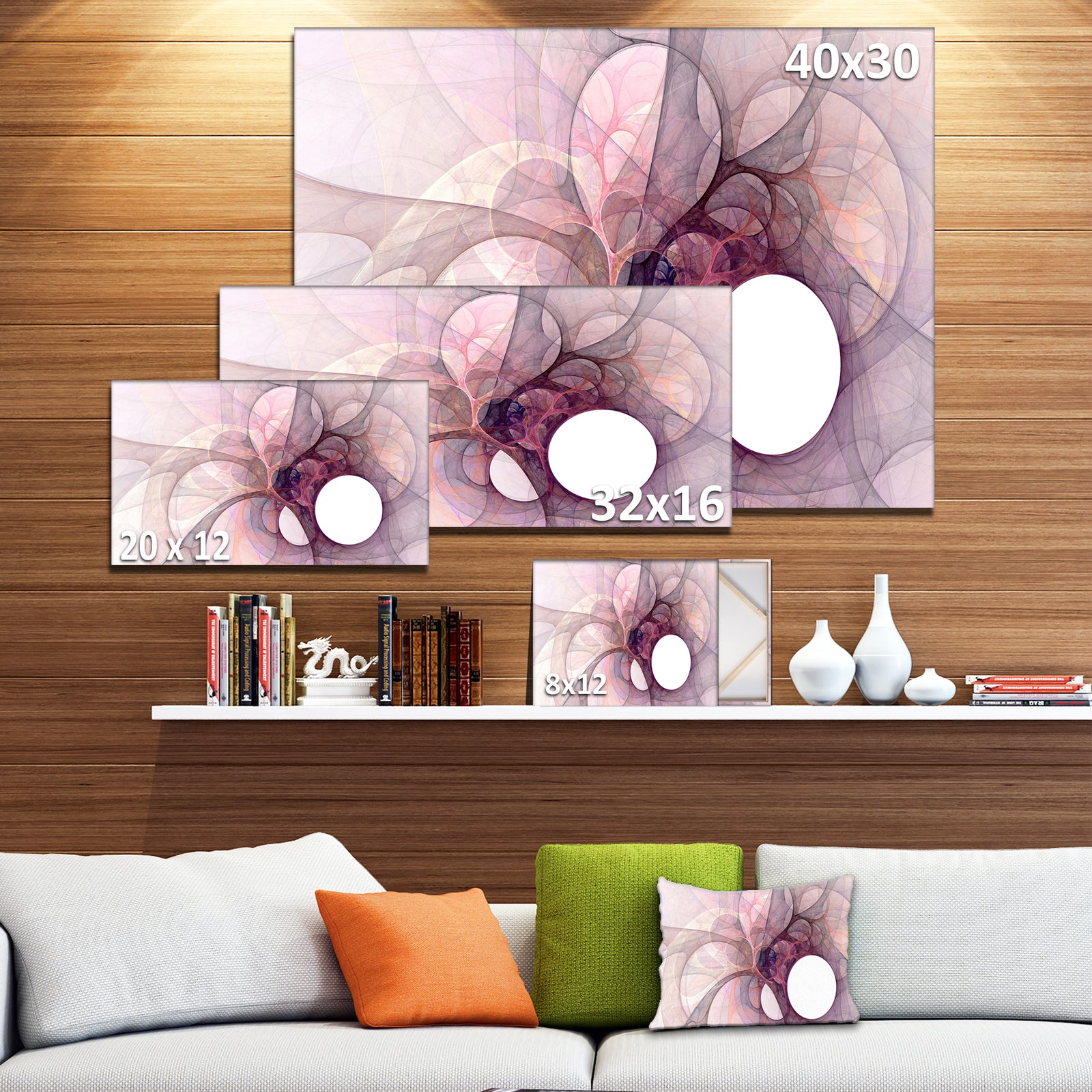 Light Purple Fractal Angel Wings - Abstract Wall Art Canvas