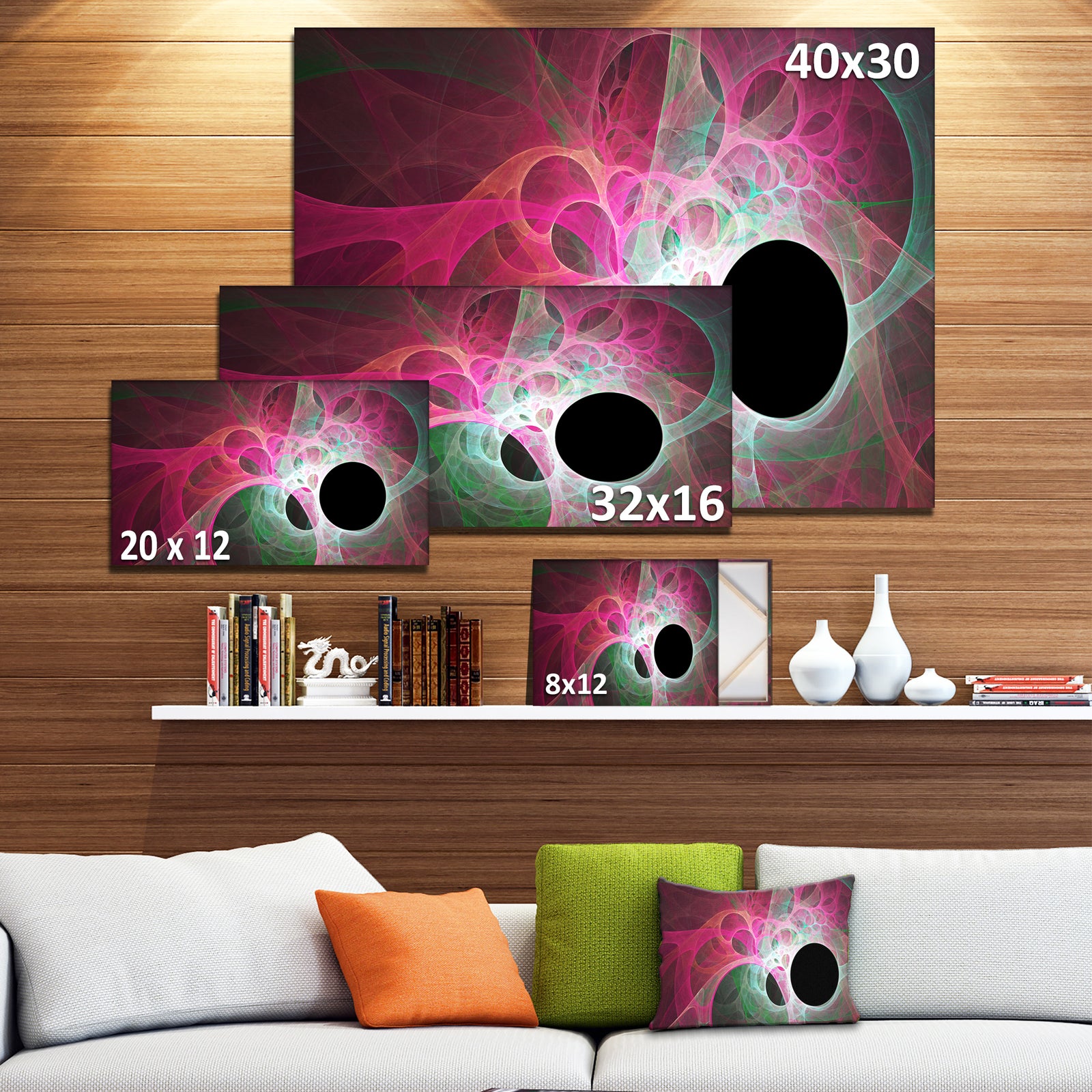 Pink Fractal Angel Wings - Abstract Wall Art Canvas