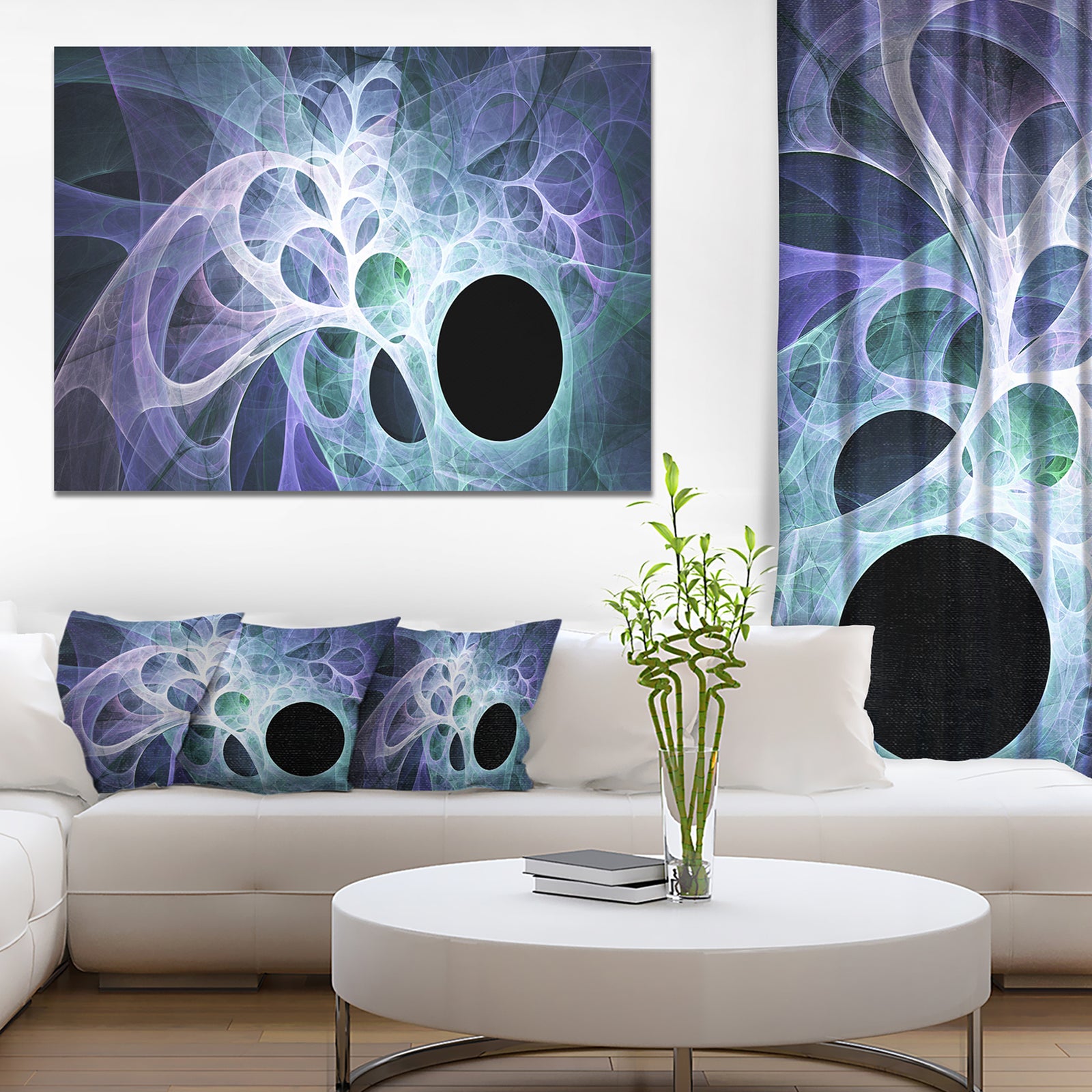 Light Blue Fractal Angel Wings - Abstract Wall Art Canvas