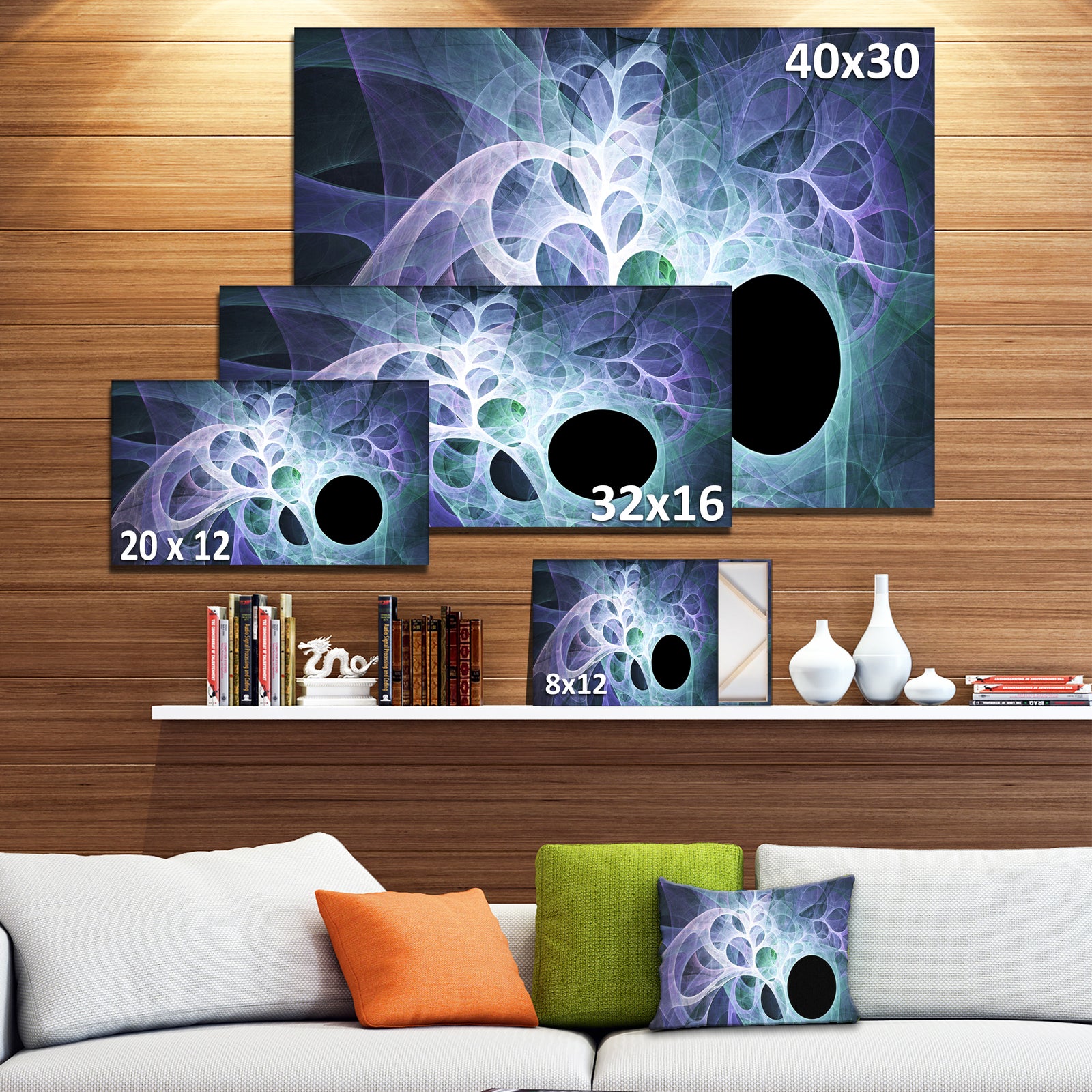 Light Blue Fractal Angel Wings - Abstract Wall Art Canvas