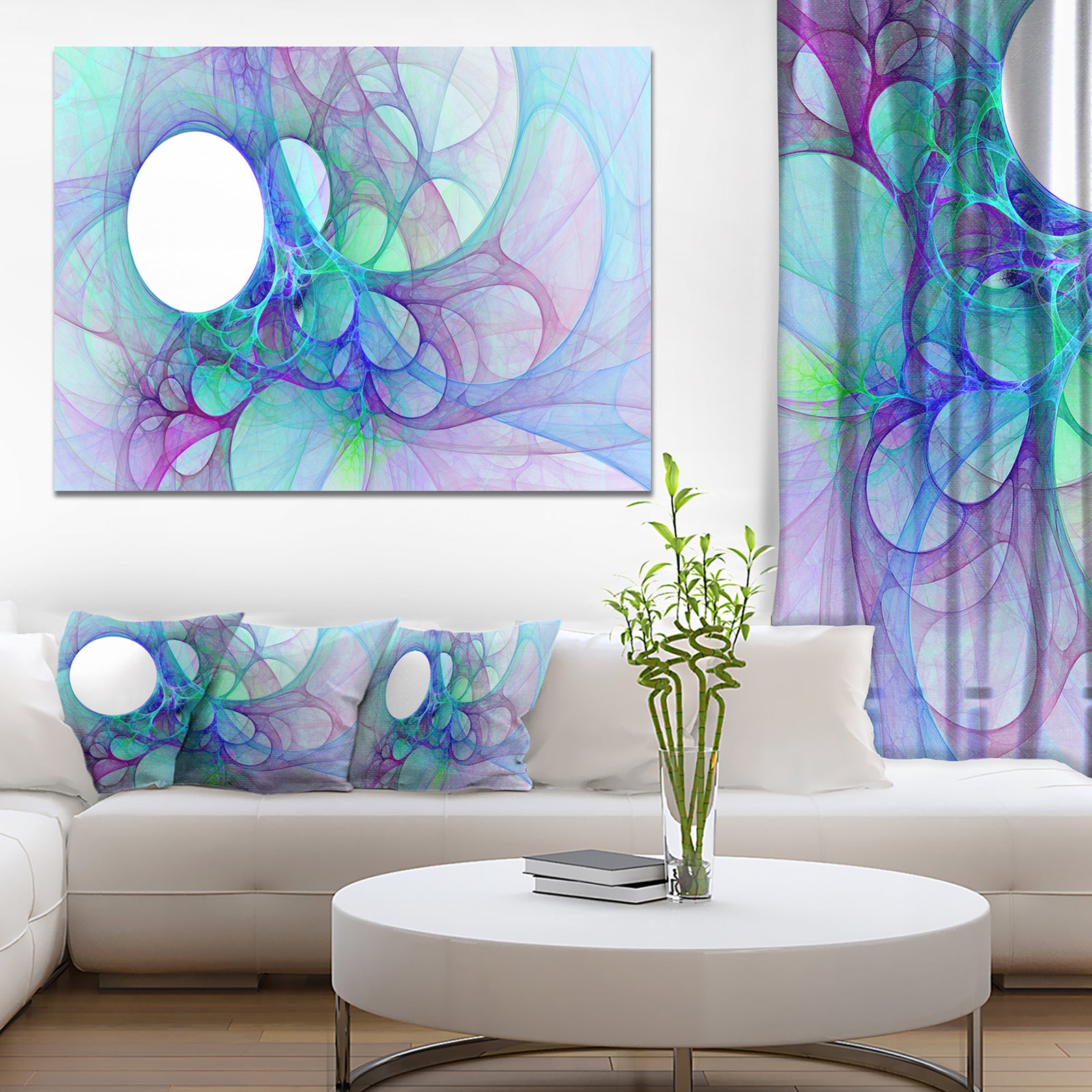 Clear Blue Fractal Angel Wings - Abstract Wall Art Canvas