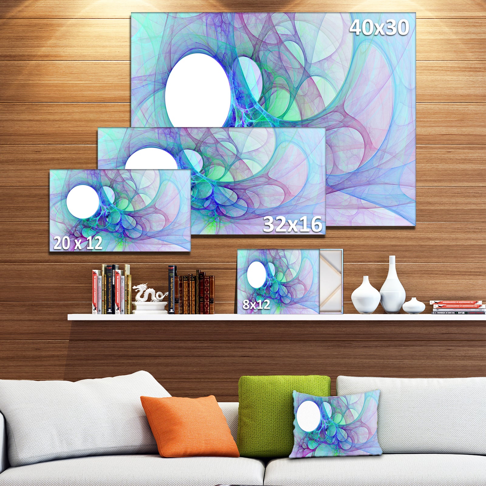 Clear Blue Fractal Angel Wings - Abstract Wall Art Canvas