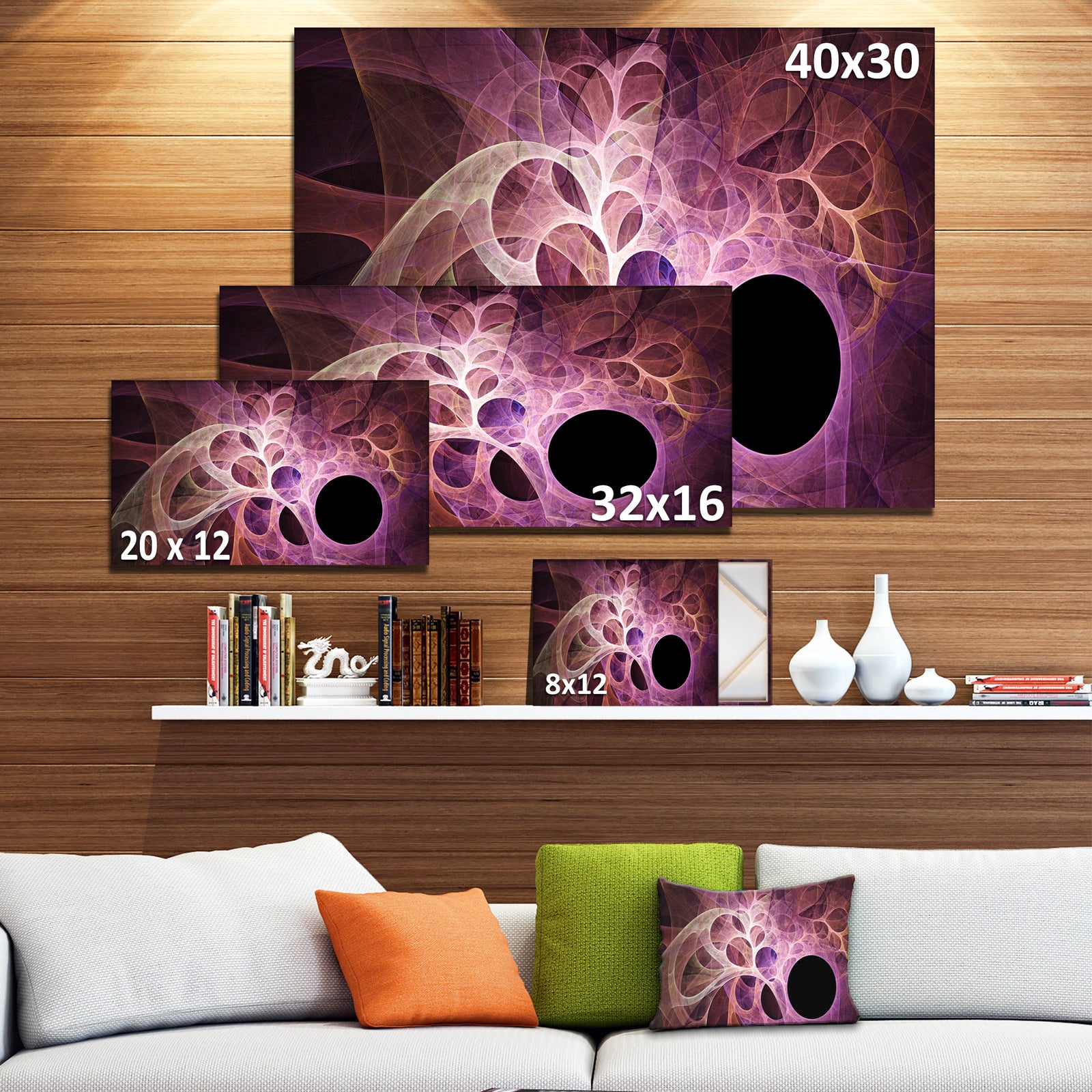 Fractal Angel Wings in Pink - Abstract Wall Art Canvas