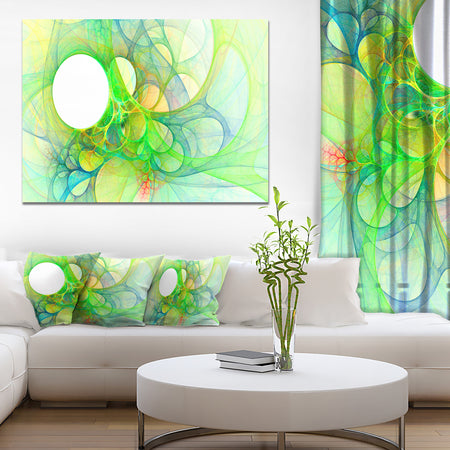 Fractal Angel Wings in Green - Abstract Wall Art Canvas