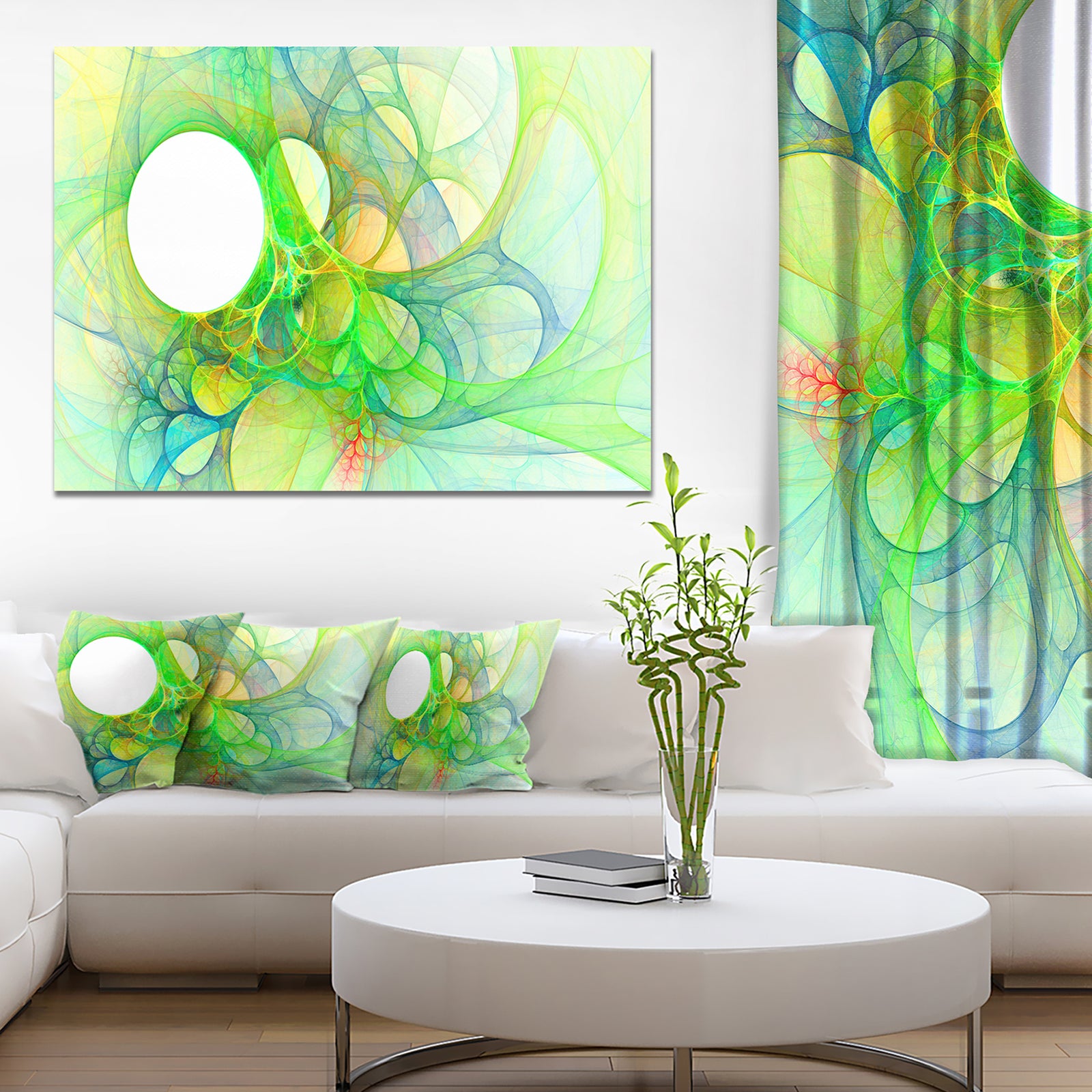 Fractal Angel Wings in Green - Abstract Wall Art Canvas