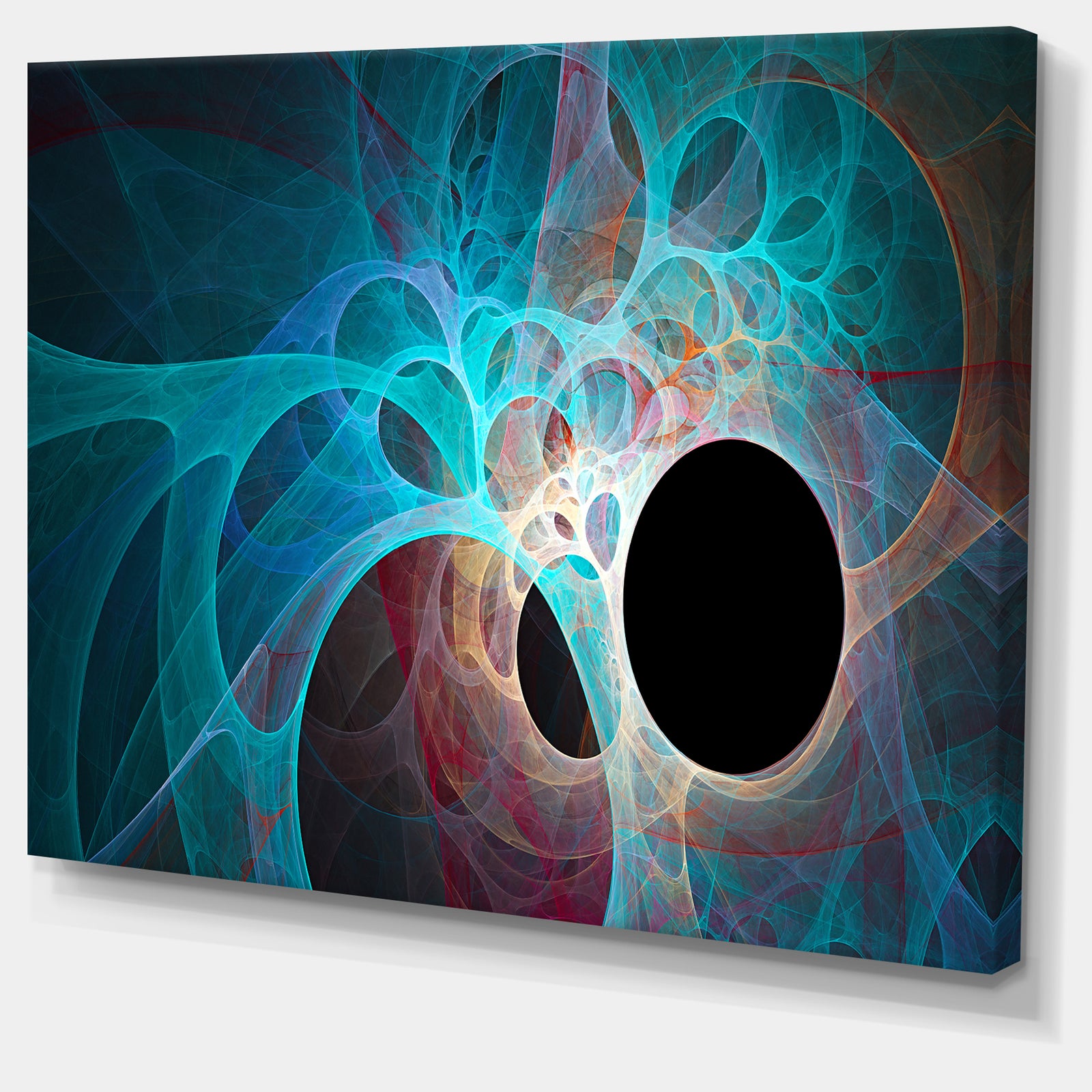 Fractal Angel Wings in Blue - Abstract Wall Art Canvas