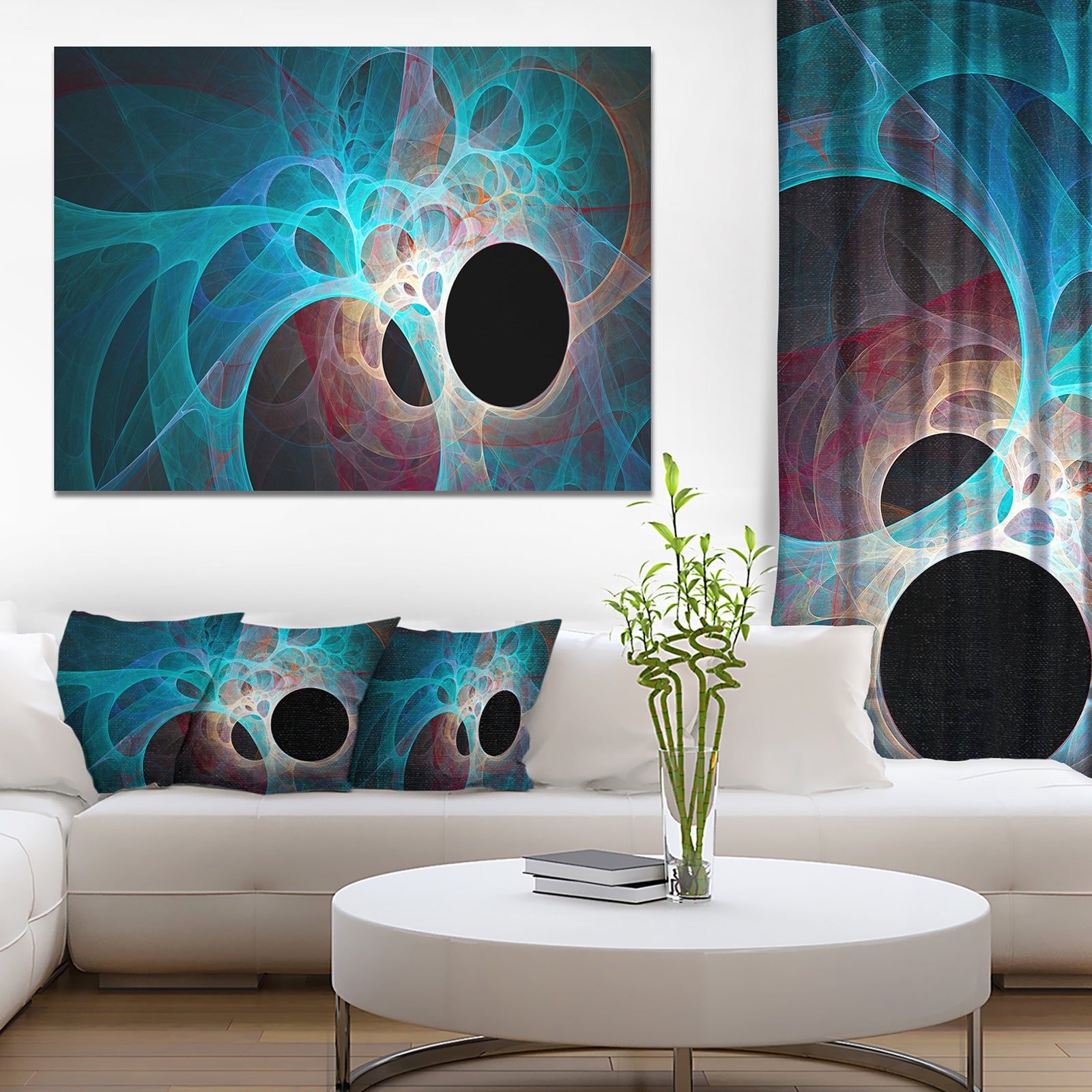 Fractal Angel Wings in Blue - Abstract Wall Art Canvas