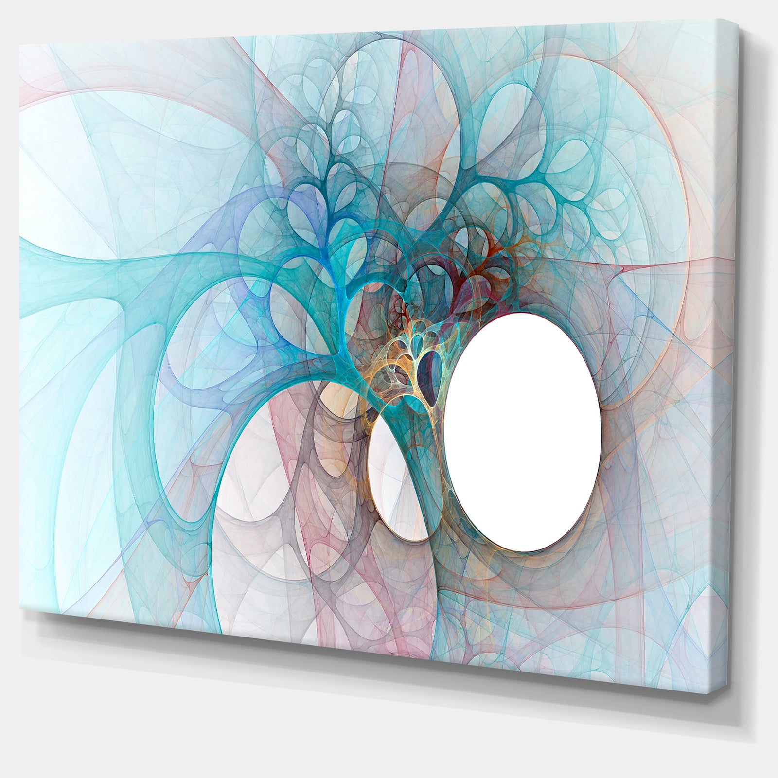 Fractal Angel Wings in Light Blue - Abstract Wall Art Canvas